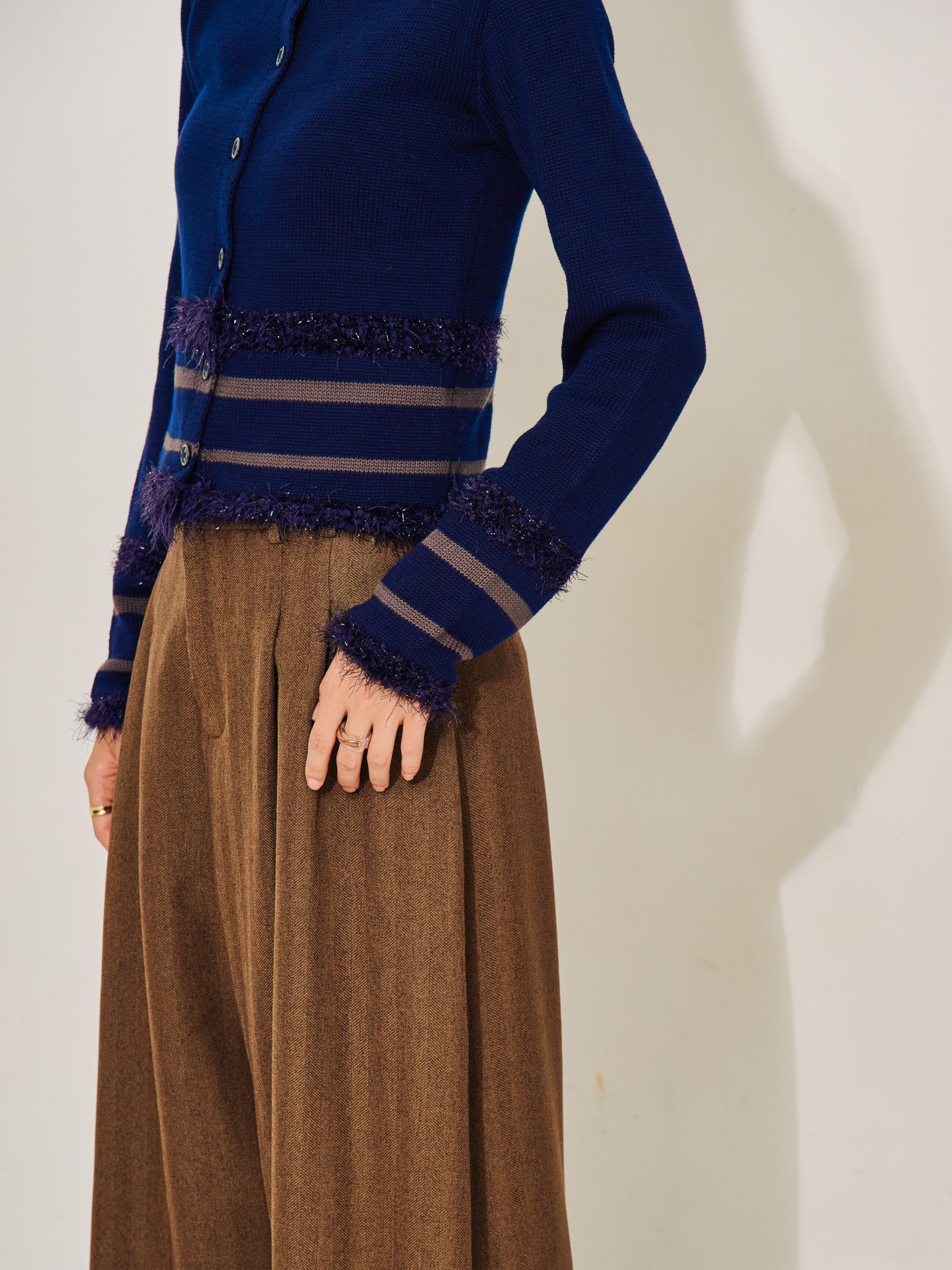 【SALE】柄タックビックワイドパンツ [608320] brown