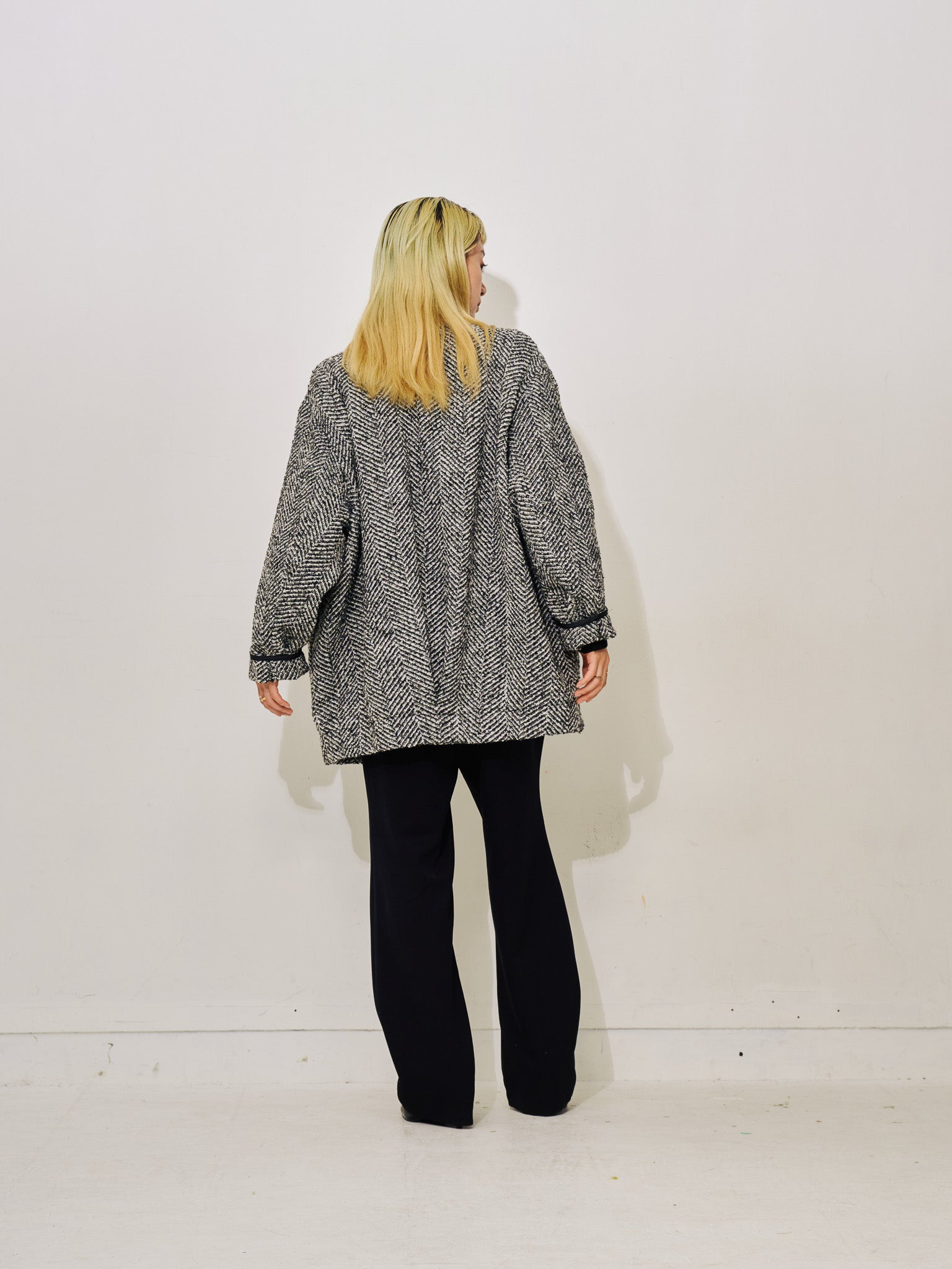 【SALE】バックタックヘリンボーンツィードコーディガン [605561] off