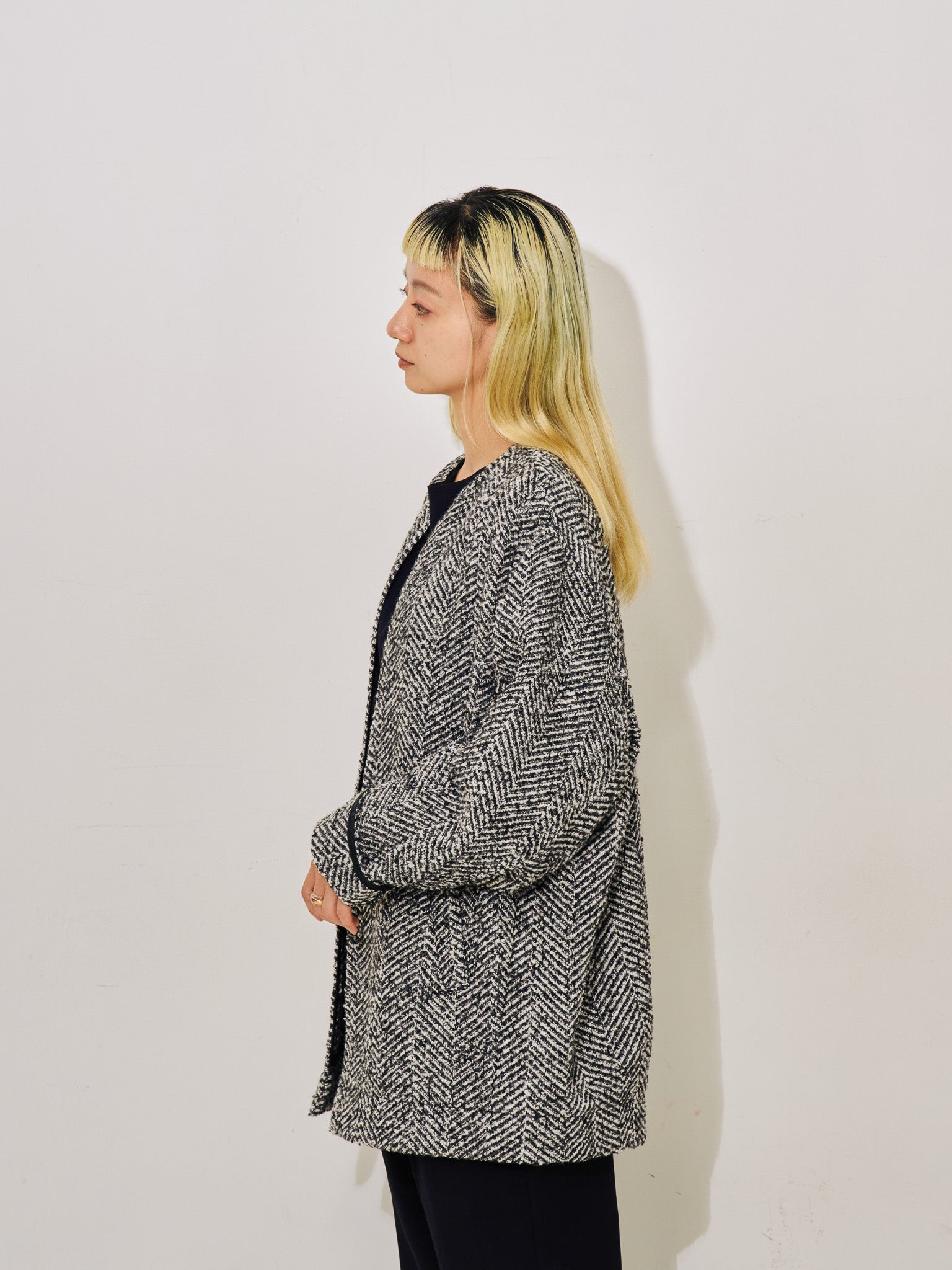 【-PRE SALE- 12/15 18:00まで!!】バックタックヘリンボーンツィードコーディガン [605561] off