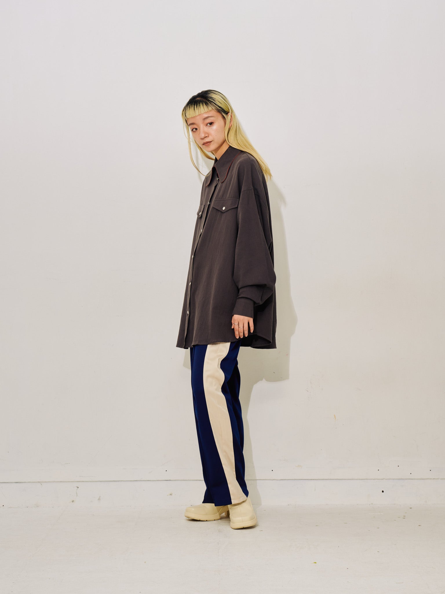 配色サイドライントラックパンツ [603340] navy