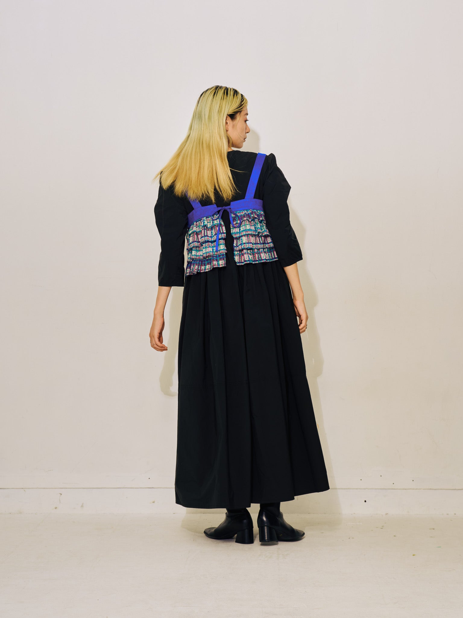 【TIME SALE 11/4まで!!】チェックプリントフリルティアードビスチェ [603335] ivory