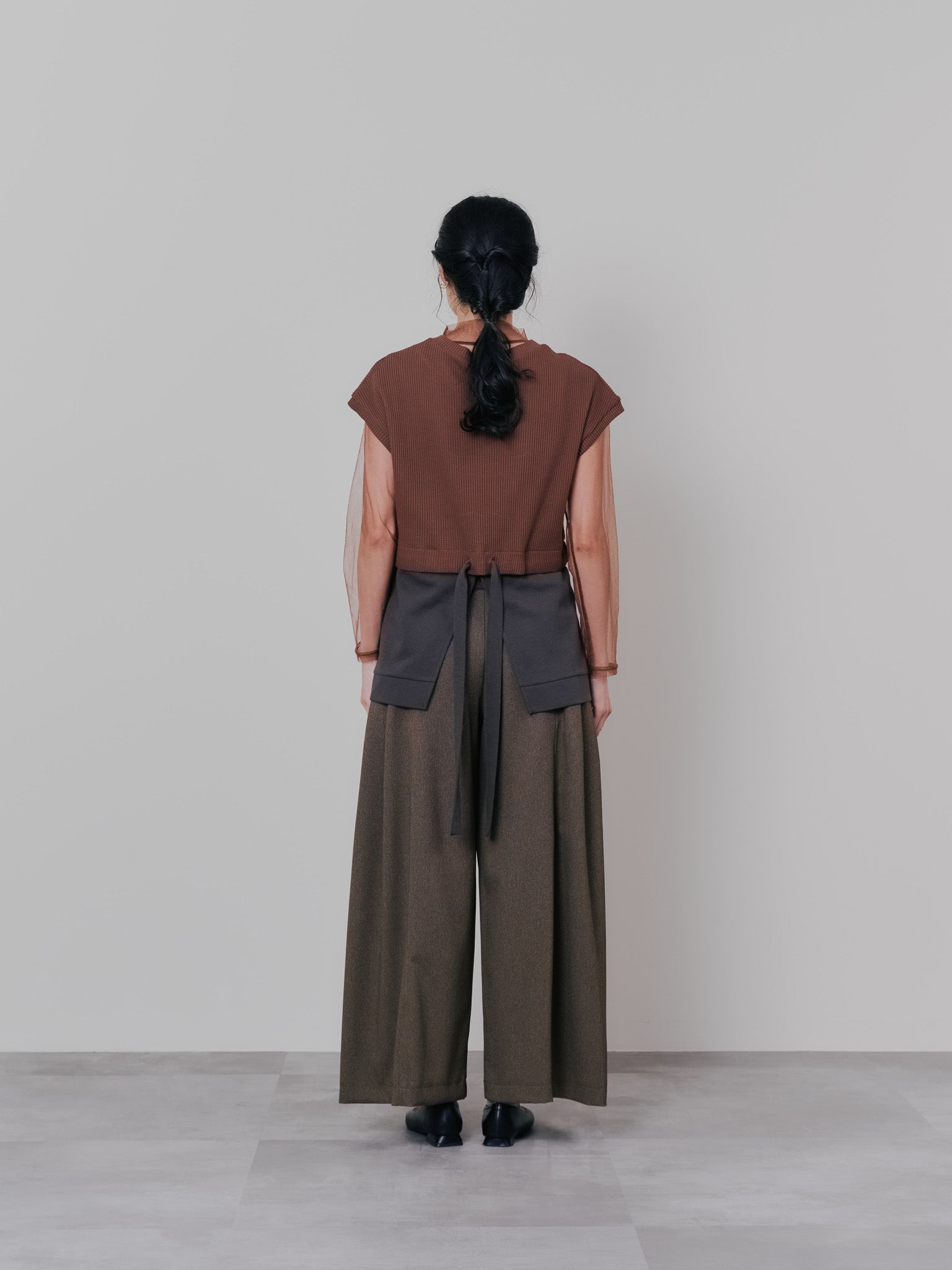 ヘム2WAYワッフルベスト [601355] brown
