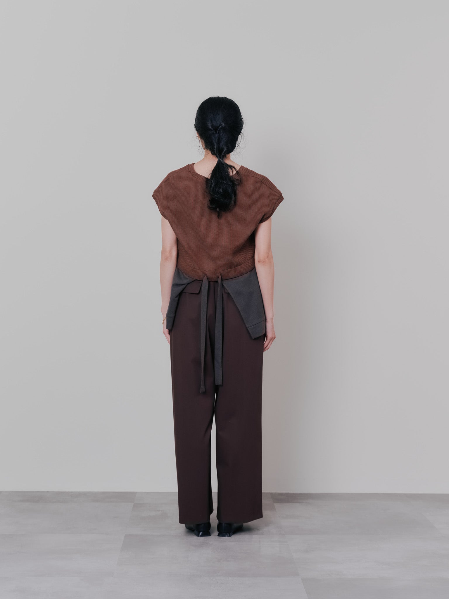 ヘム2WAYワッフルベスト [601355] brown