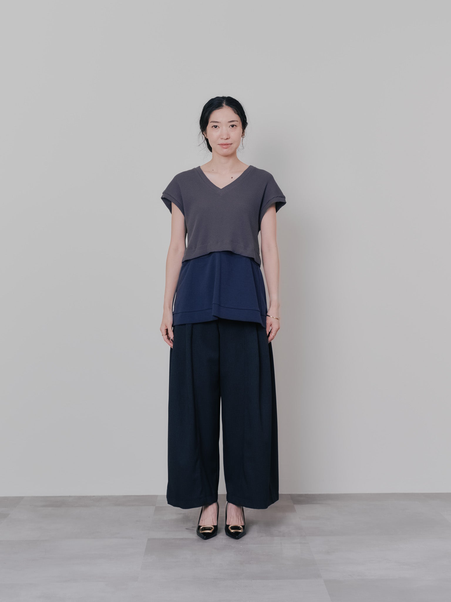 ベロアサスペンダー付パンツ [603332] black