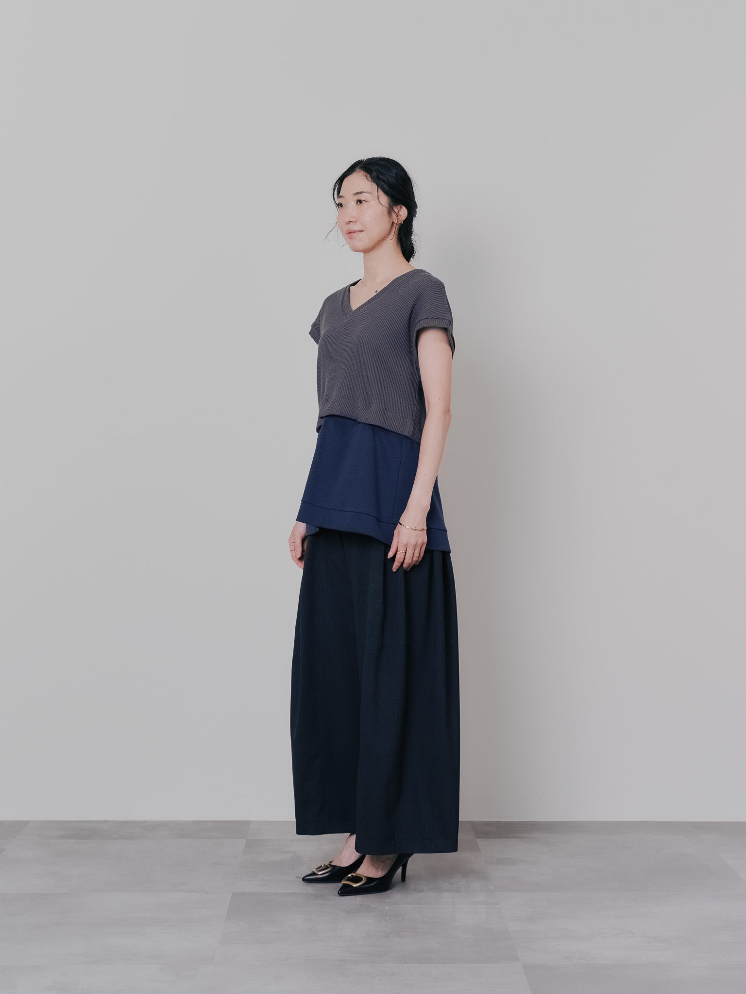 ベロアサスペンダー付パンツ [603332] black