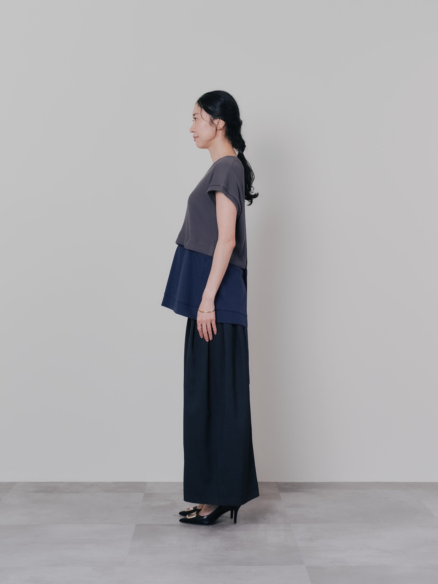 ベロアサスペンダー付パンツ [603332] black