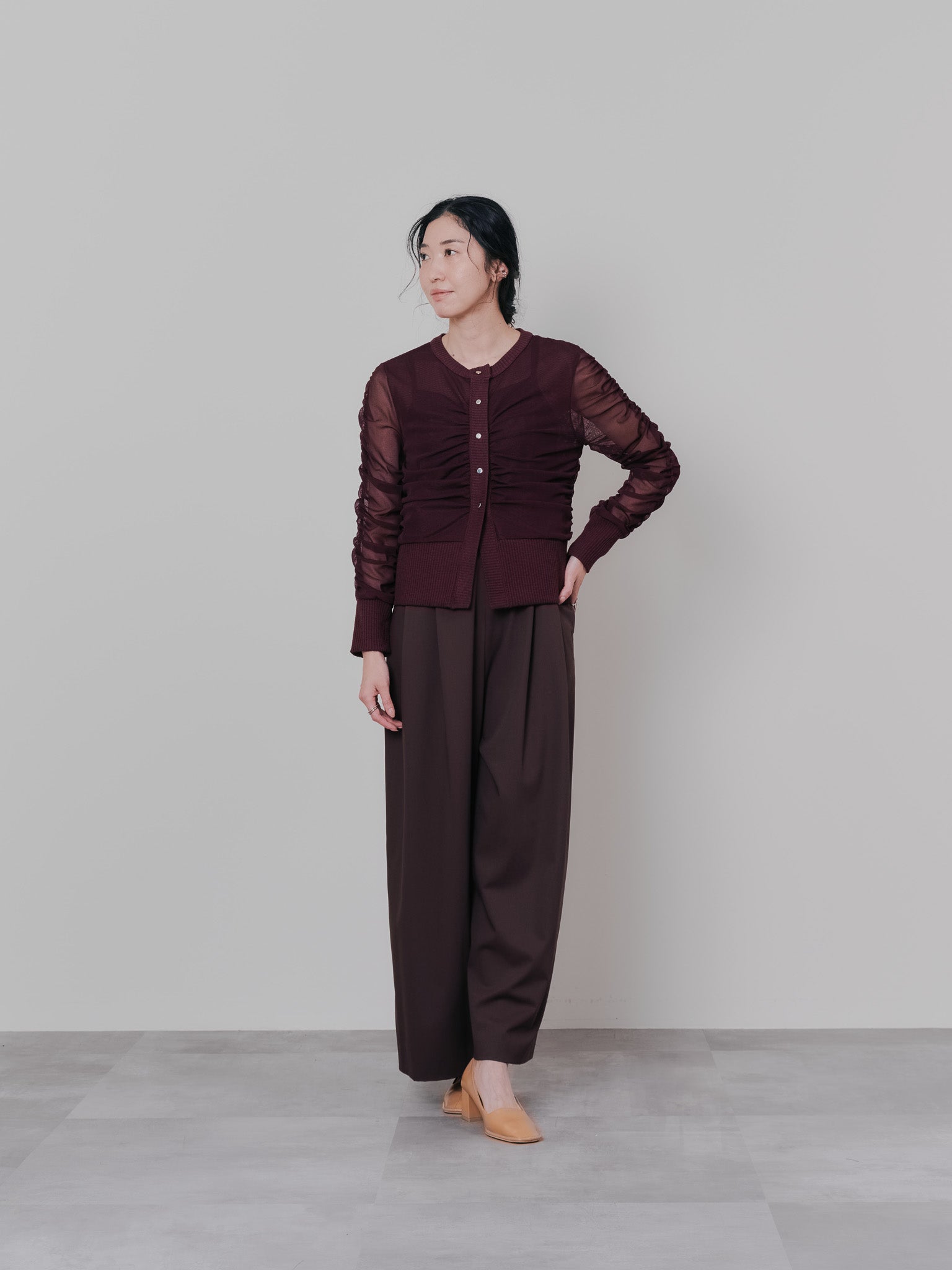 【TIME SALE 10/21 17:00まで!!】ベロアサスペンダー付パンツ [603332] brown
