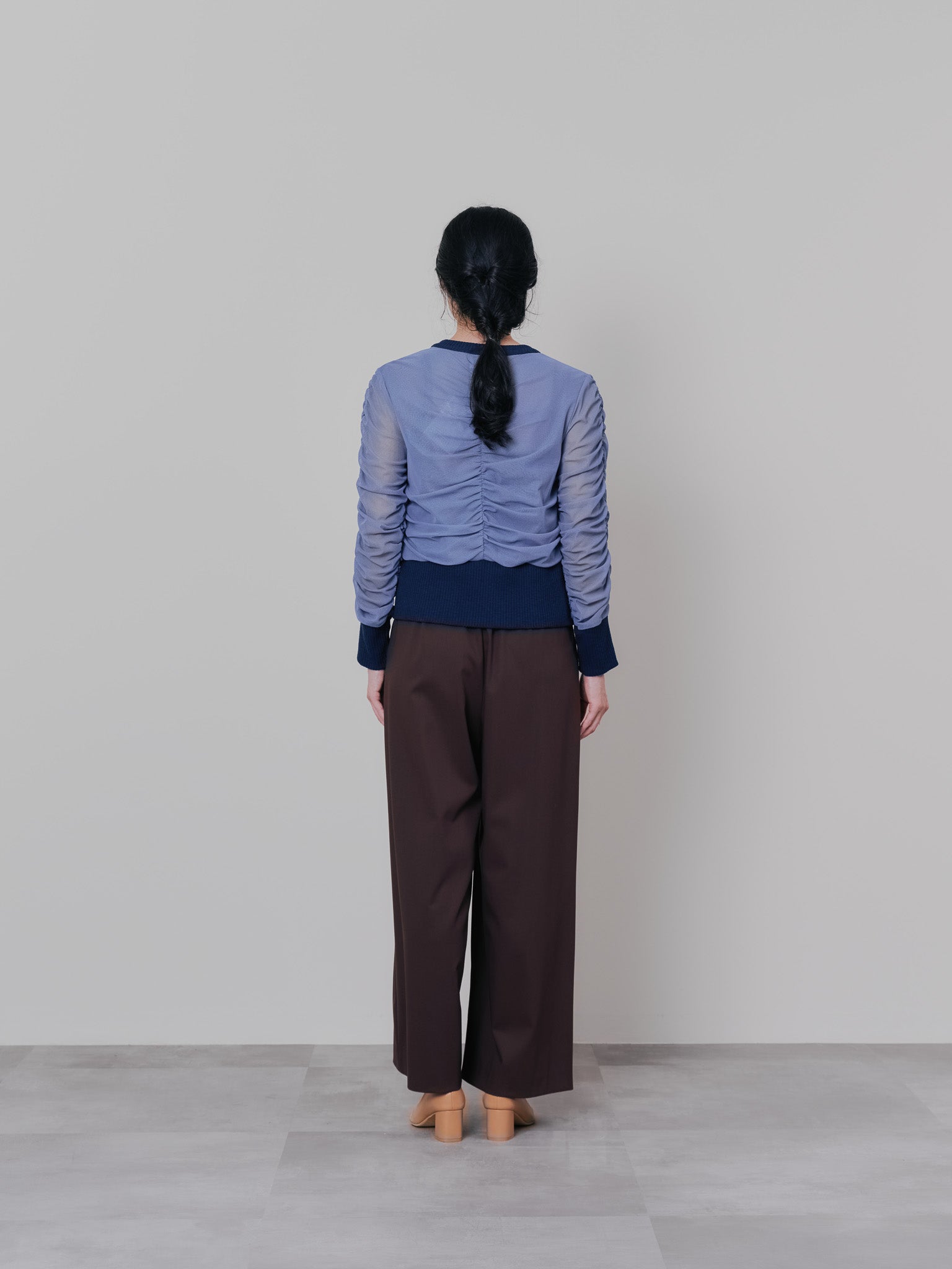 チュールギャザーカーディガン [601372] grey blue