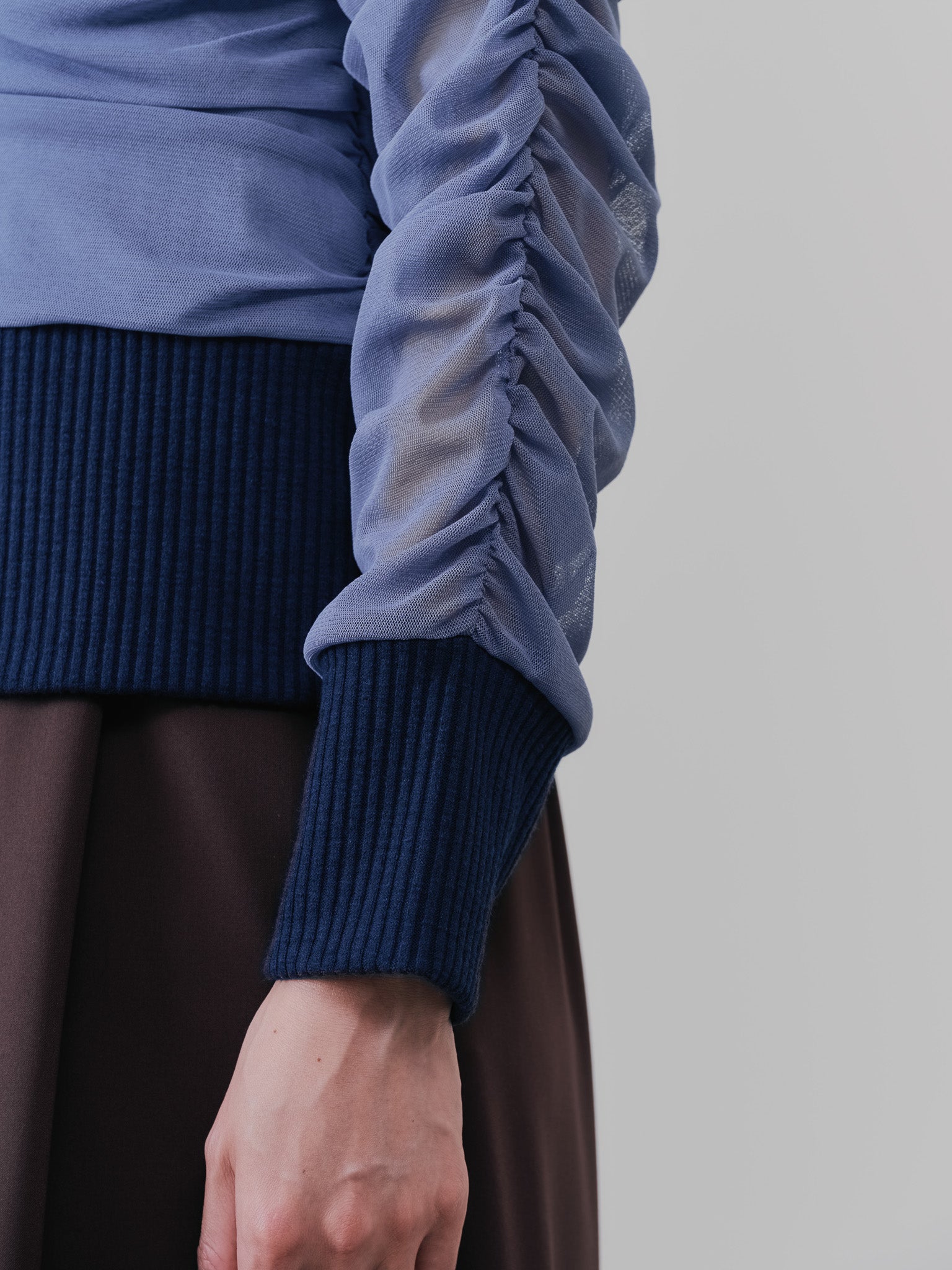 チュールギャザーカーディガン [601372] grey blue