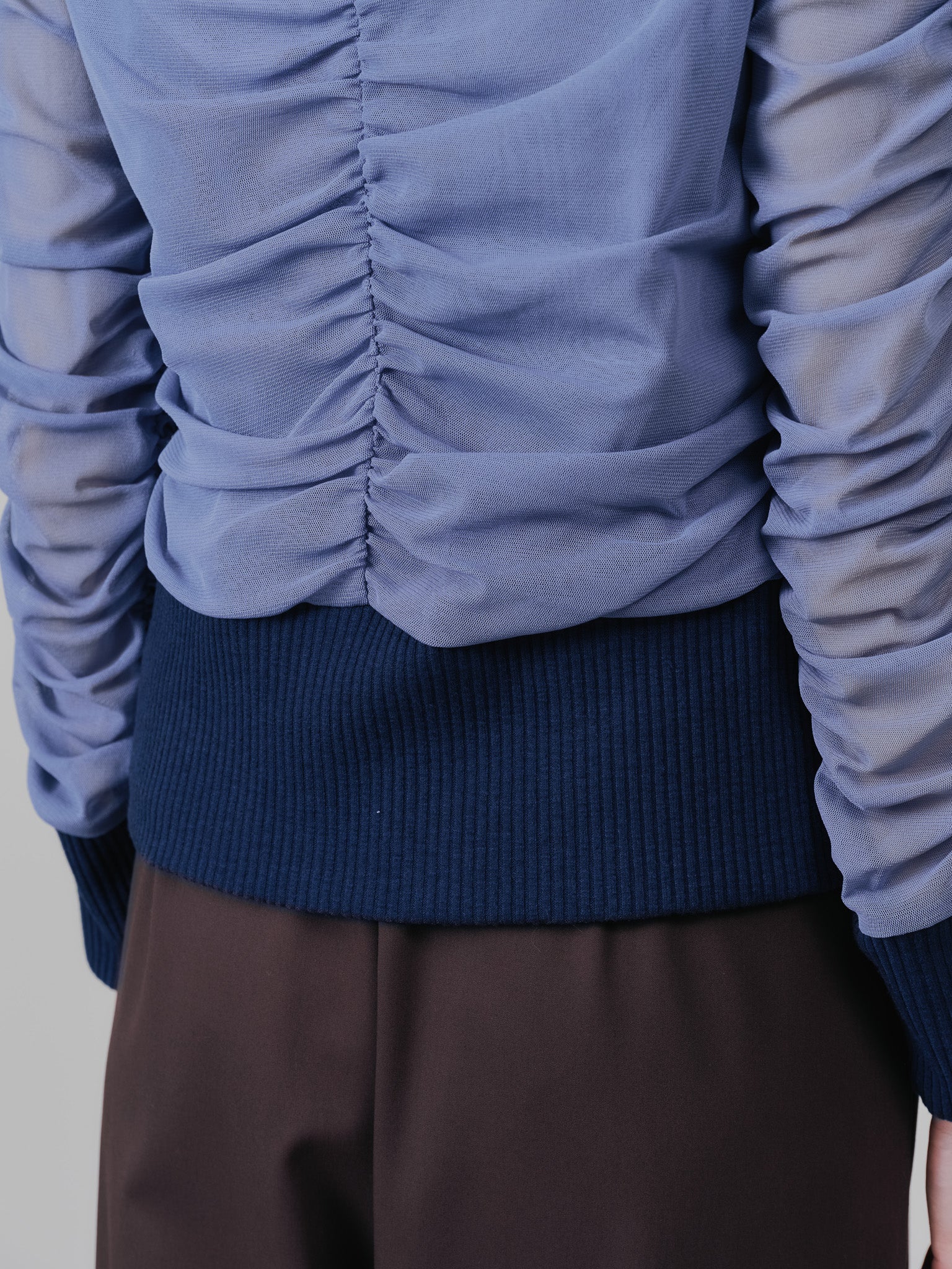 チュールギャザーカーディガン [601372] grey blue