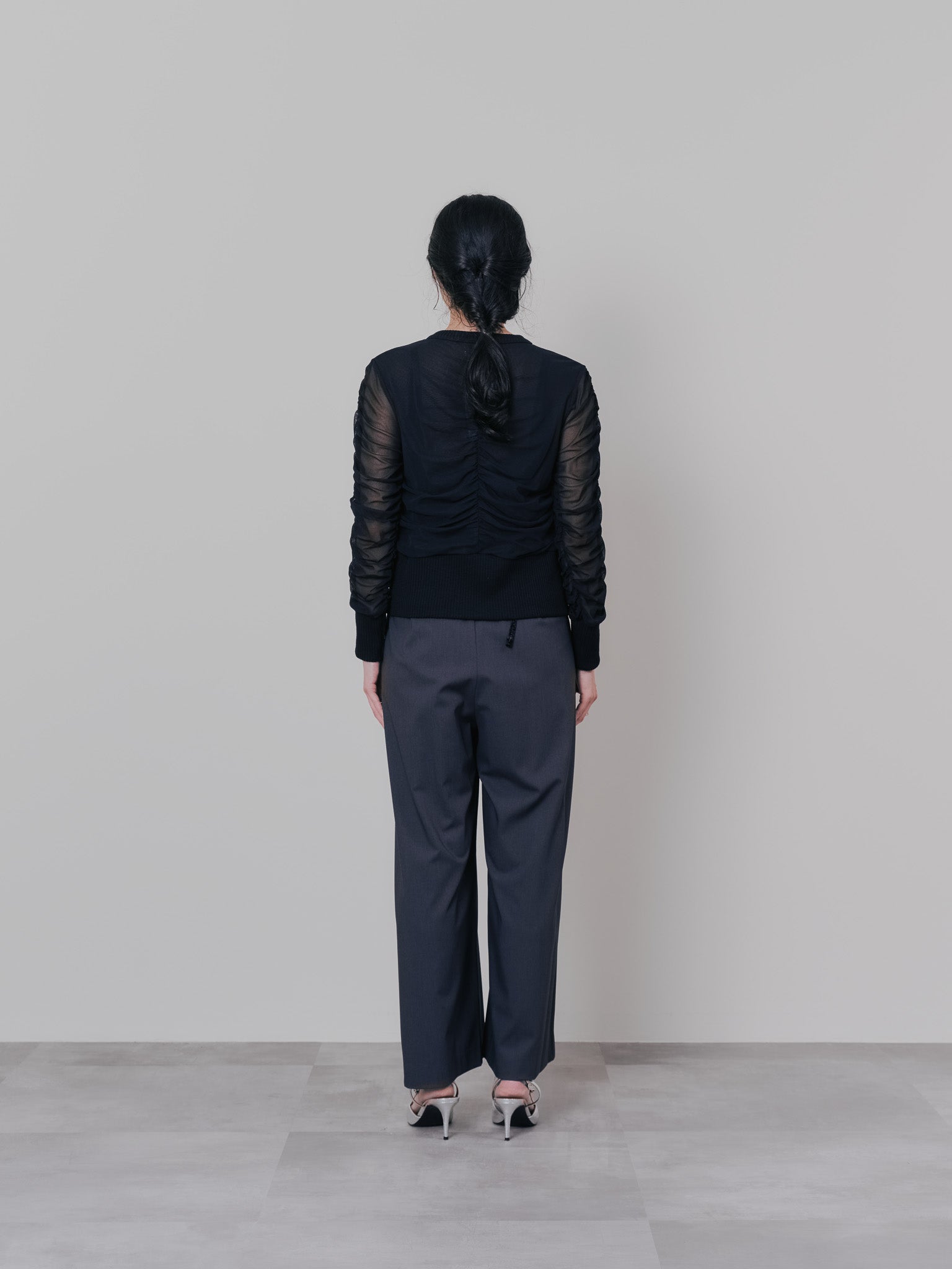 チュールギャザーカーディガン [601372] black