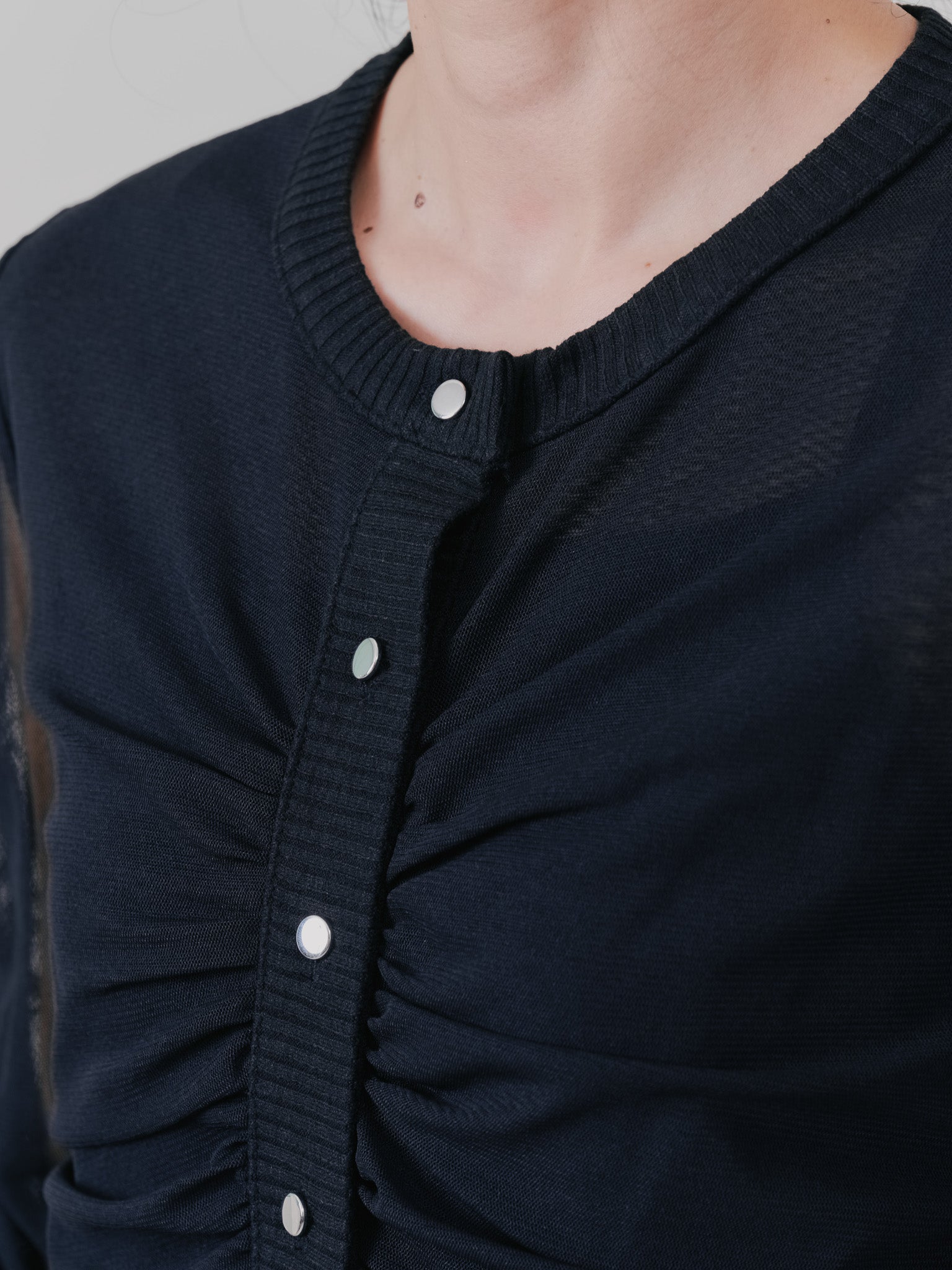 チュールギャザーカーディガン [601372] black