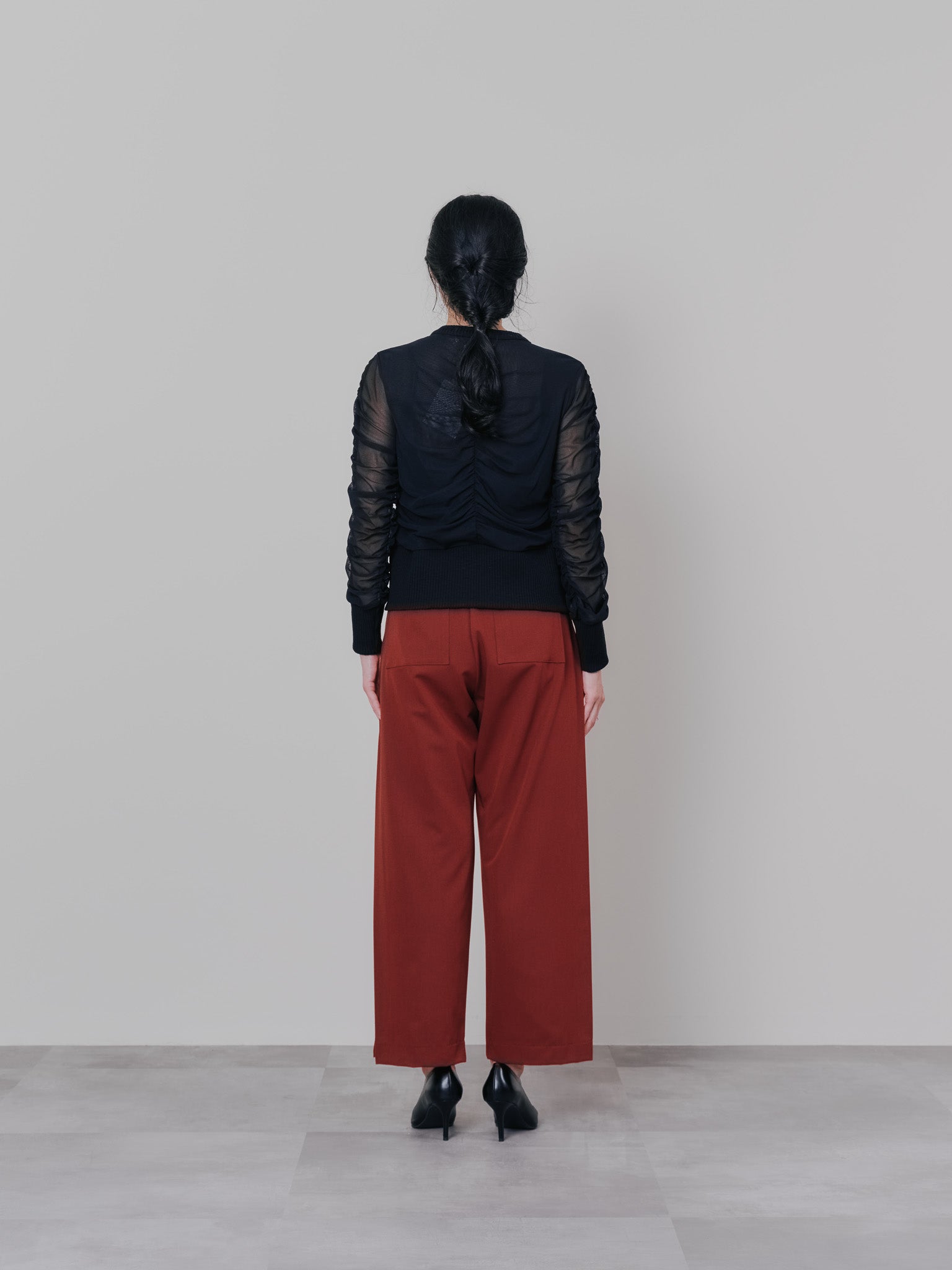 チュールギャザーカーディガン [601372] black