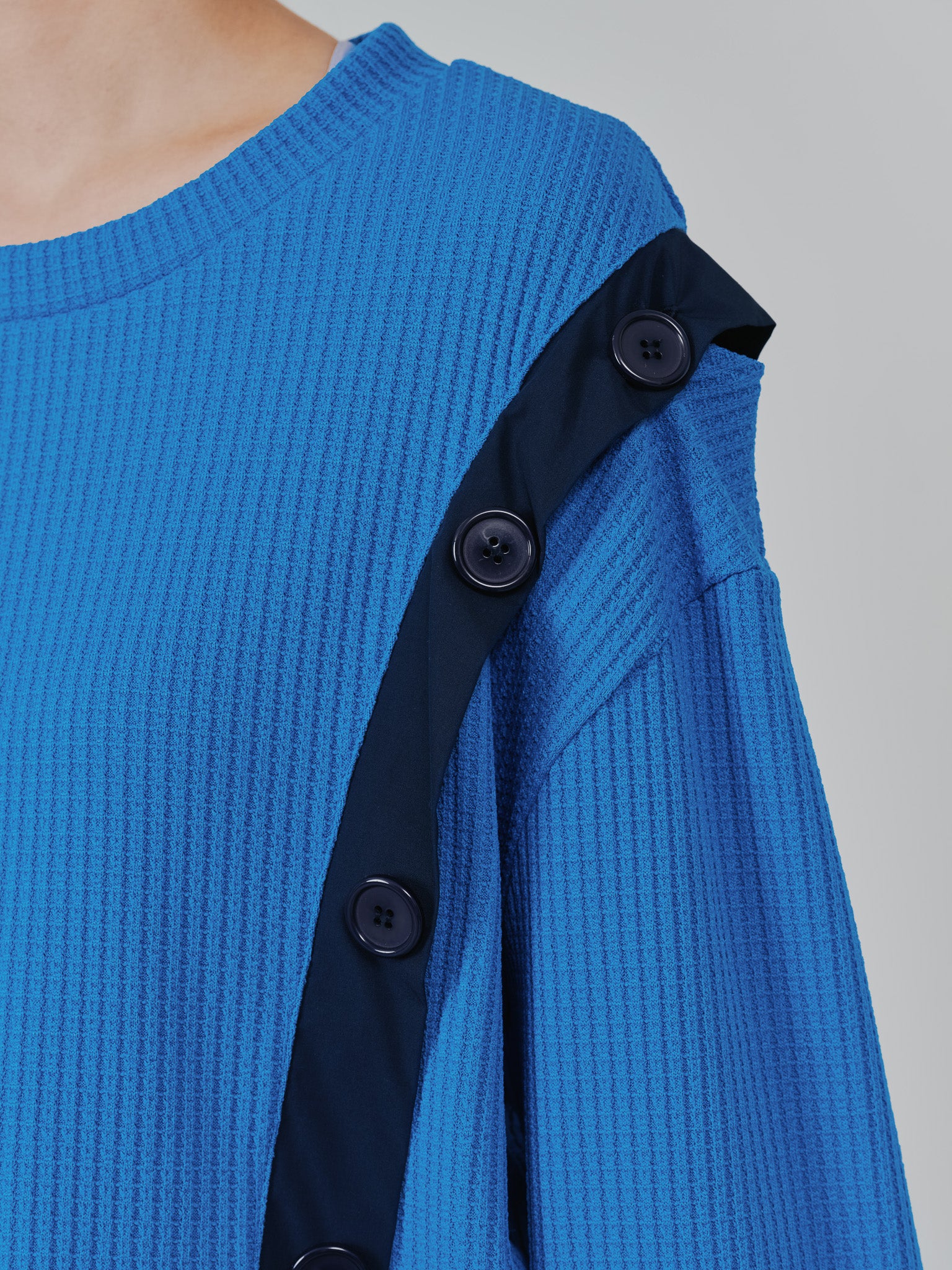 ショルダーオープンワッフルニットライクトップス [601354] blue