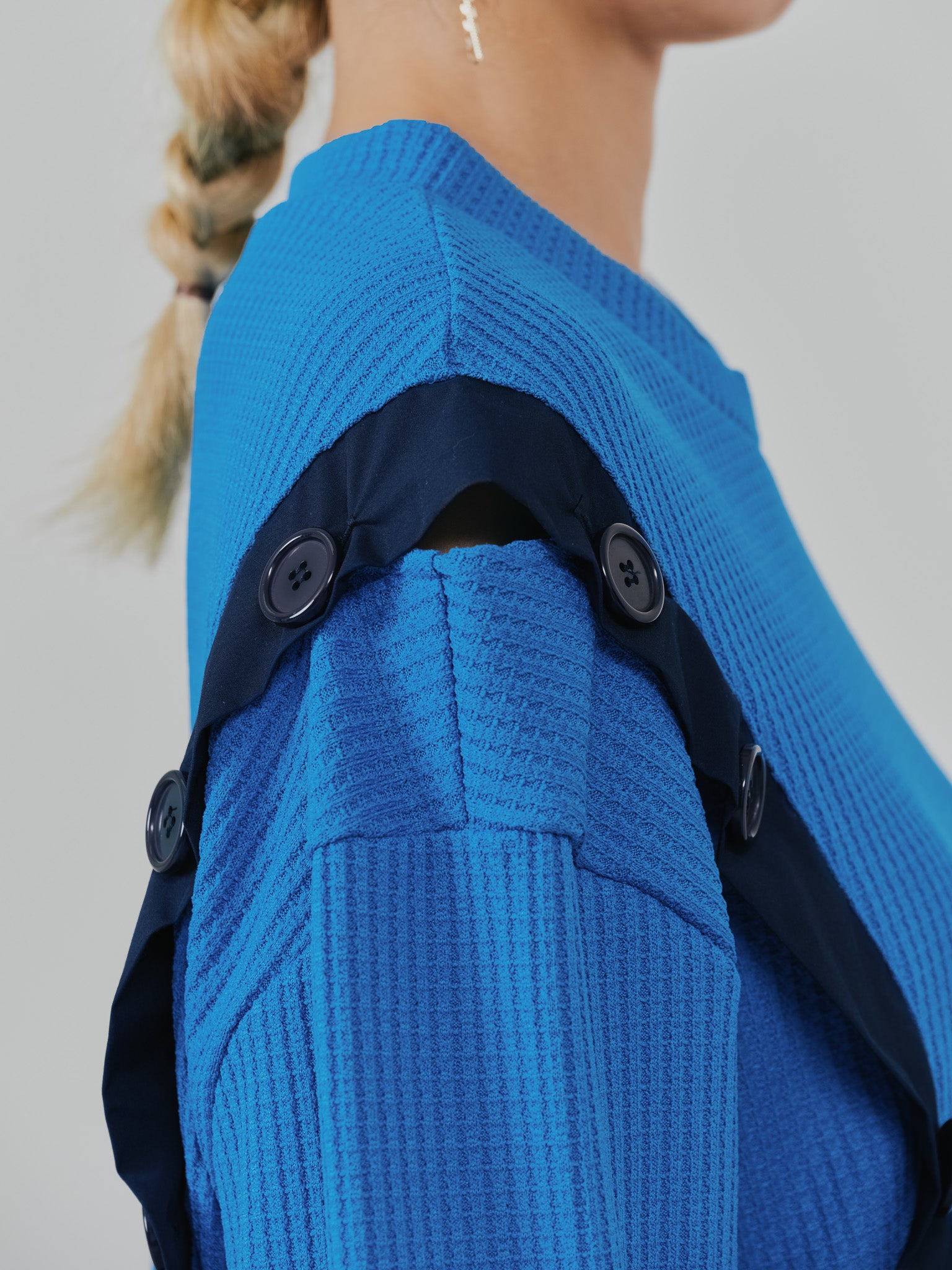 ショルダーオープンワッフルニットライクトップス [601354] blue