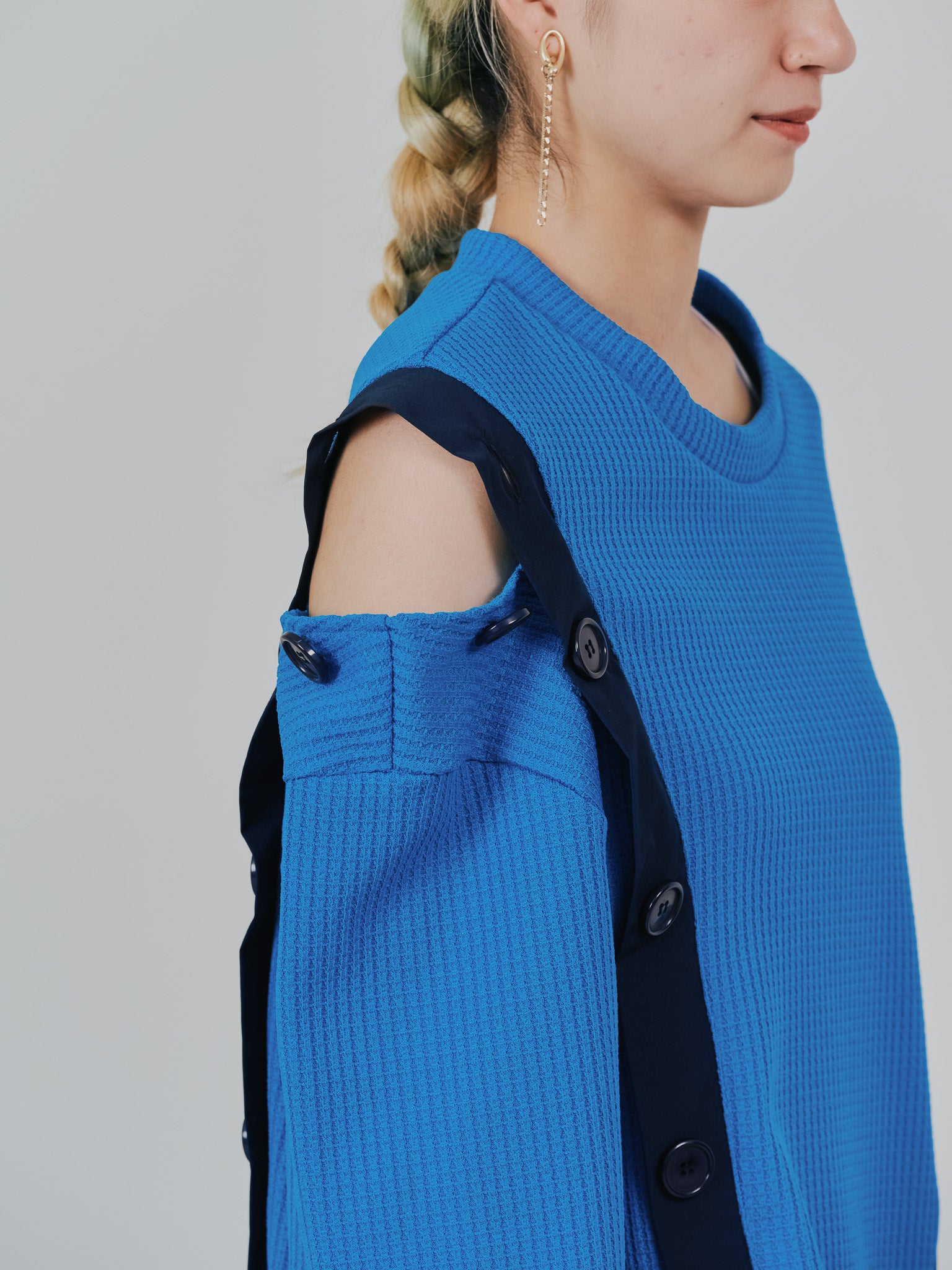 ショルダーオープンワッフルニットライクトップス [601354] blue