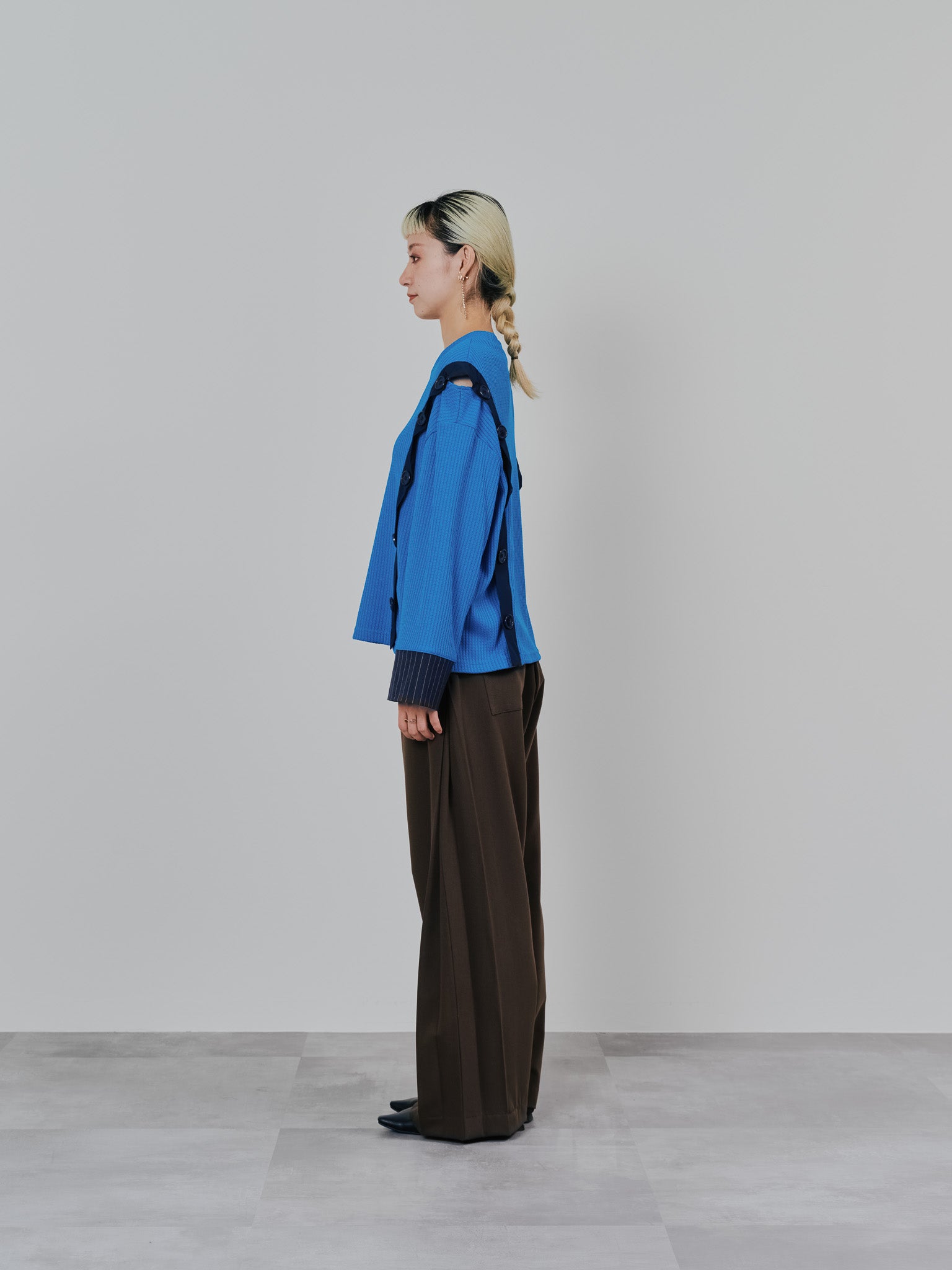 ショルダーオープンワッフルニットライクトップス [601354] blue