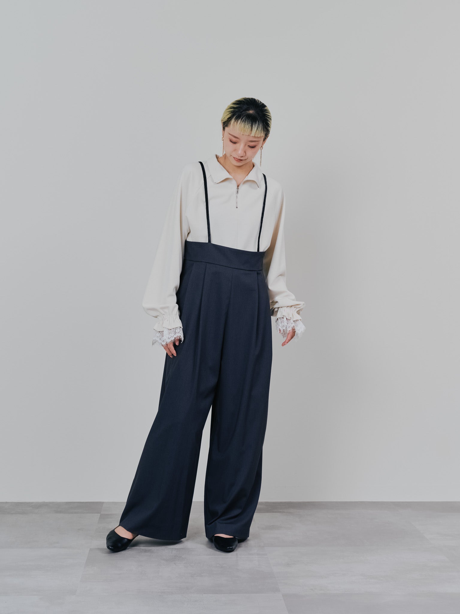 ベロアサスペンダー付パンツ [603332] charcoal