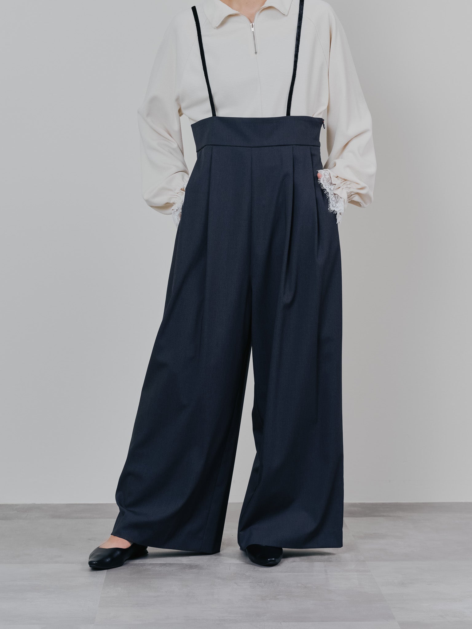 ベロアサスペンダー付パンツ [603332] charcoal