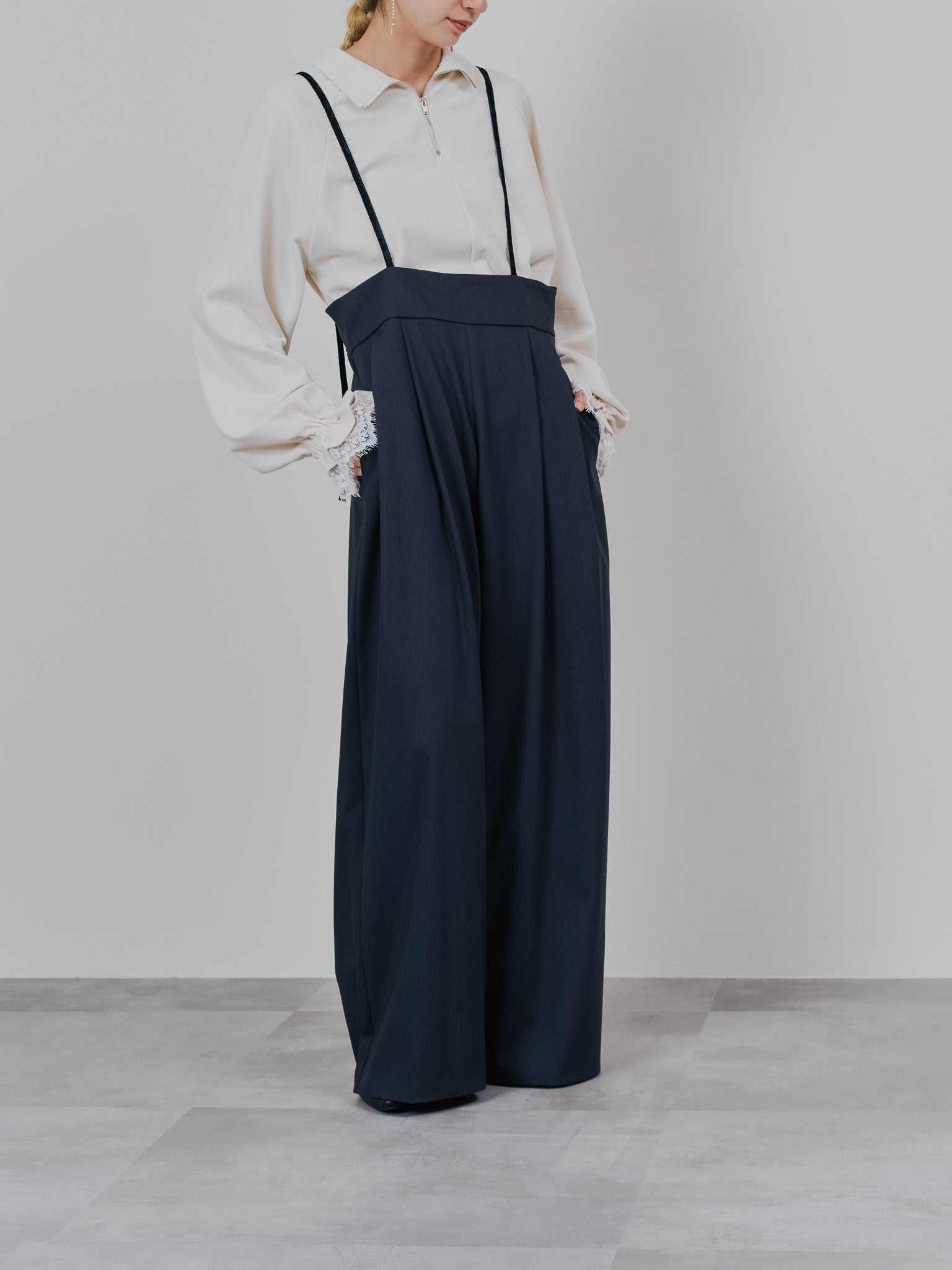 ベロアサスペンダー付パンツ [603332] charcoal
