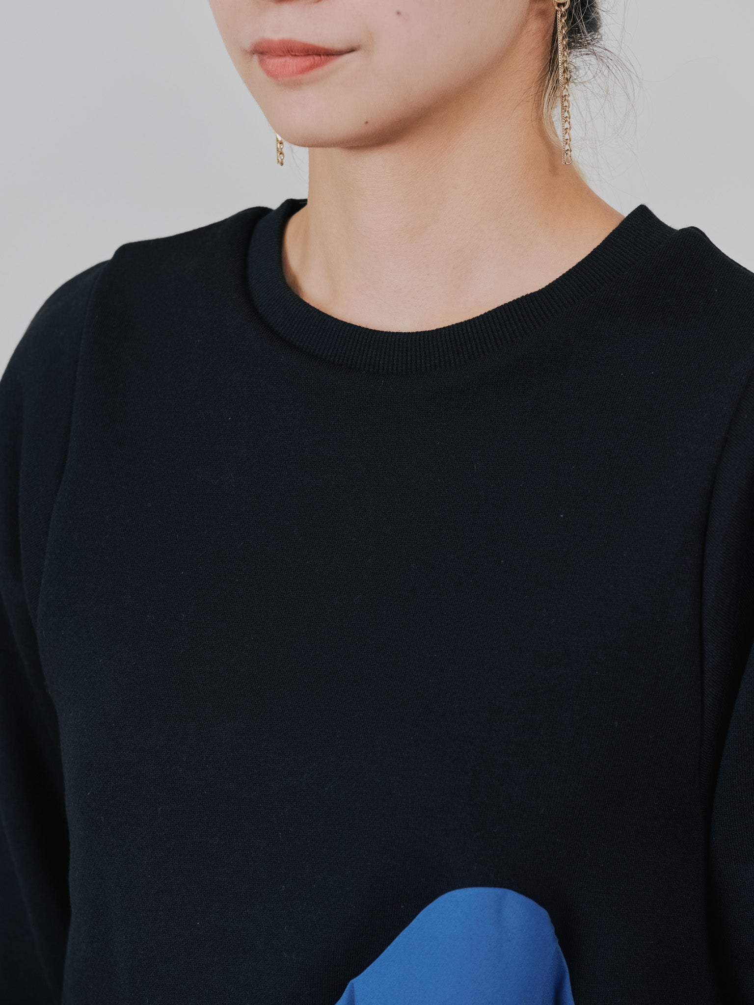 ウェーブ切替ペプラムトップス [601403] black