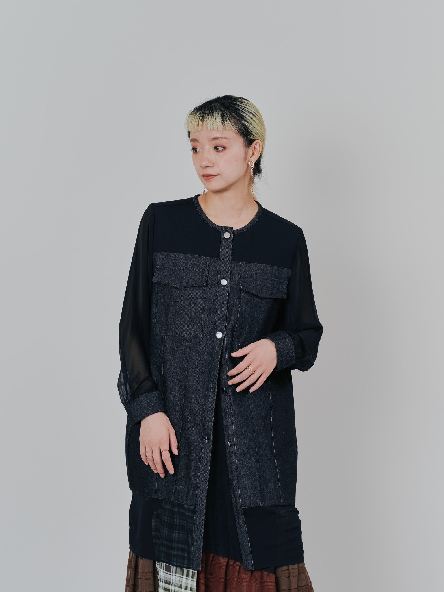 【SALE】チュニックシアーGジャン [601368] black