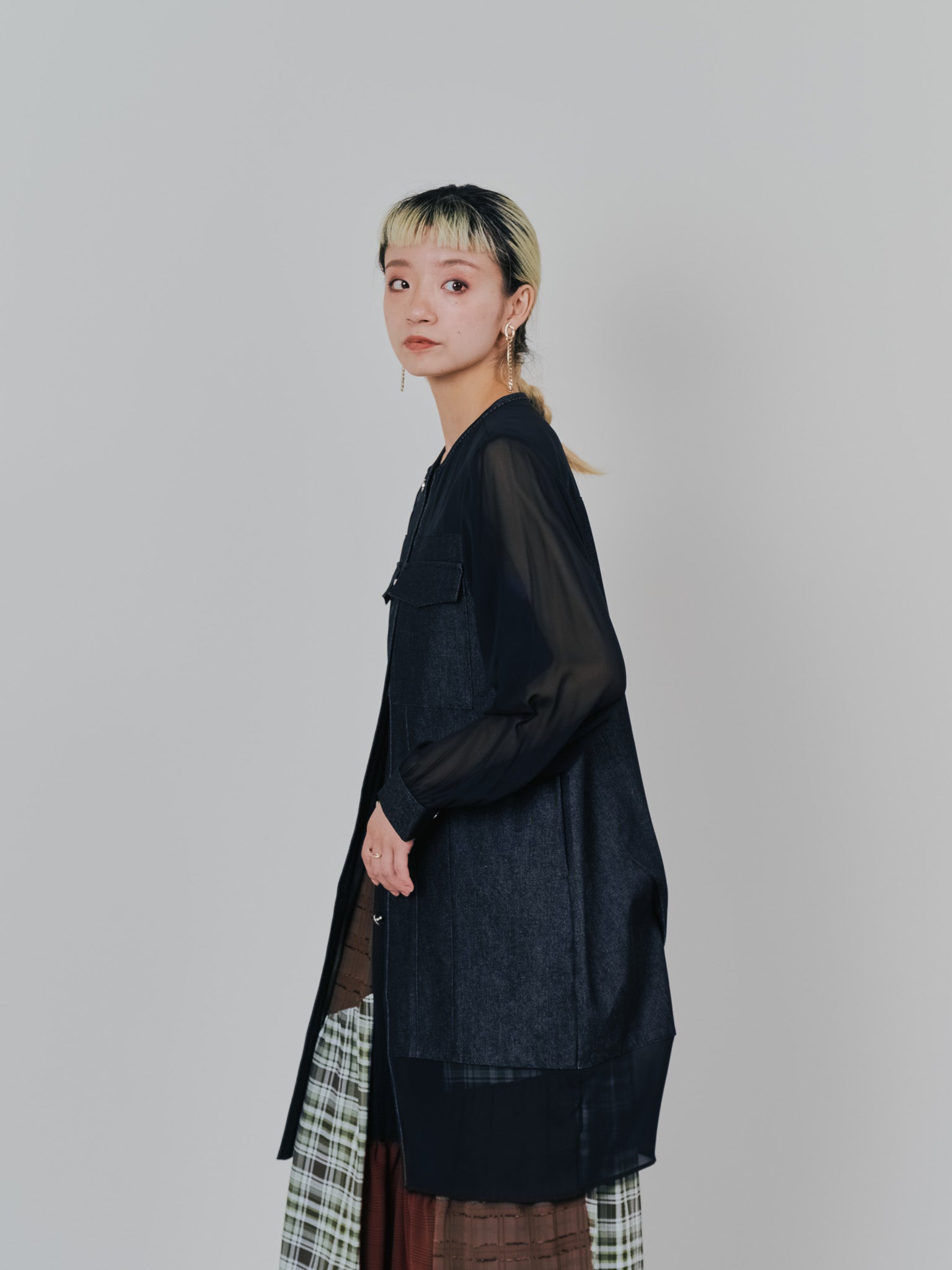 【SALE】チュニックシアーGジャン [601368] black