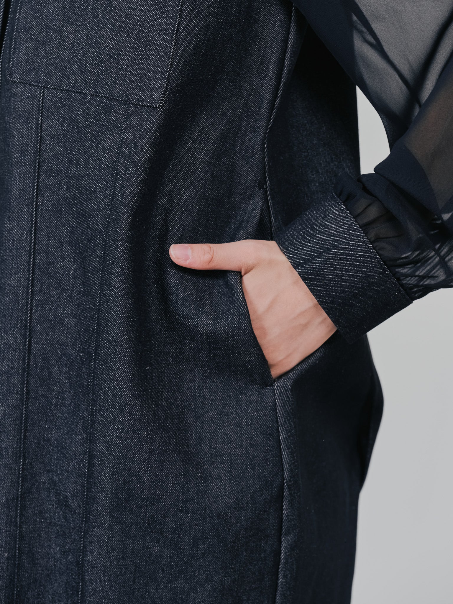 【SALE】チュニックシアーGジャン [601368] black