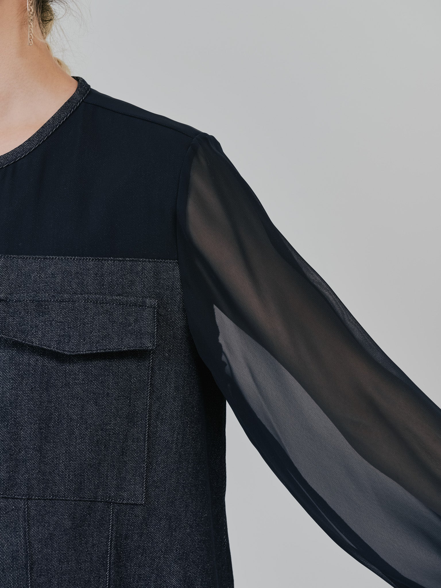 【SALE】チュニックシアーGジャン [601368] black