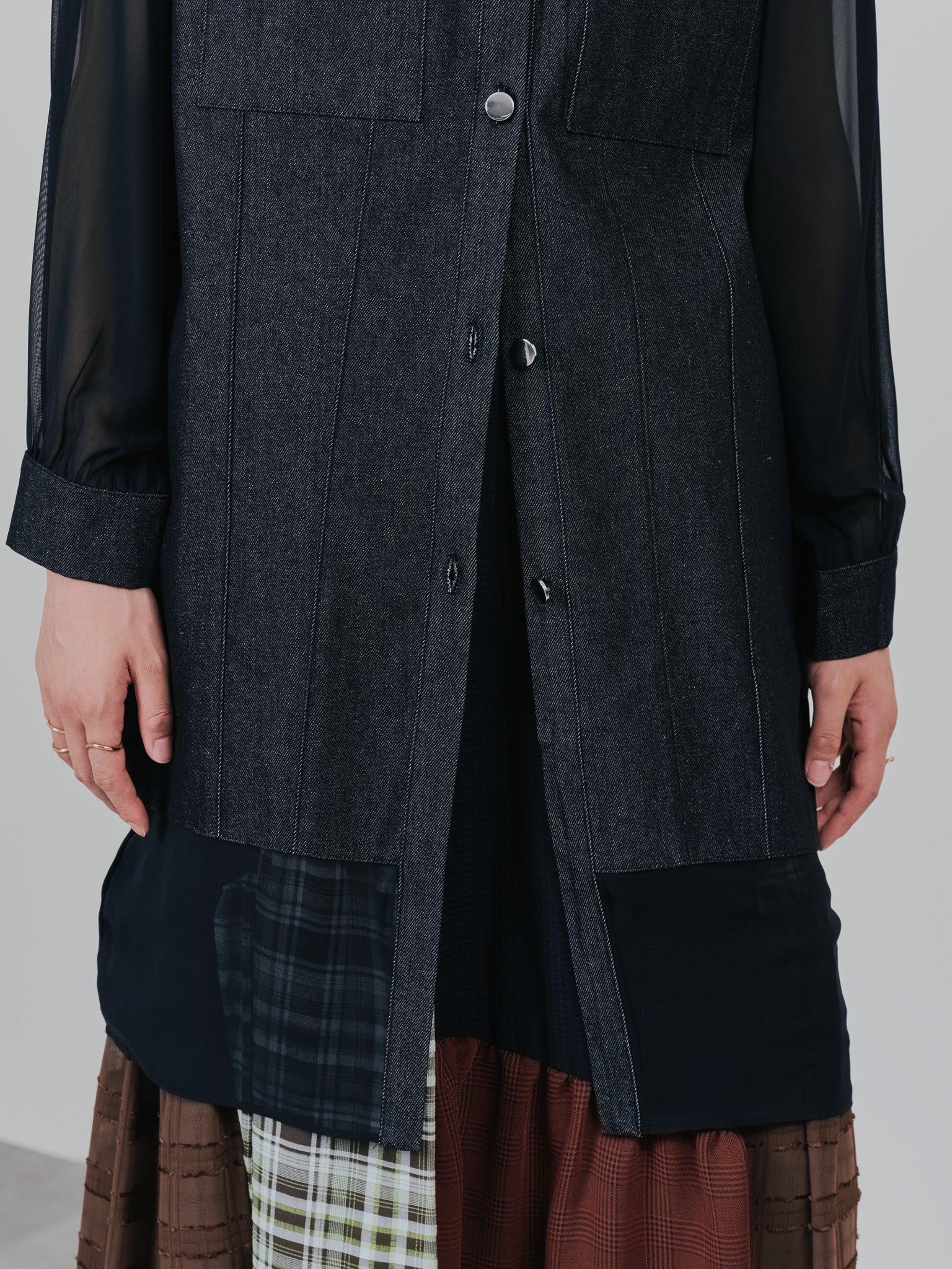 【SALE】チュニックシアーGジャン [601368] black