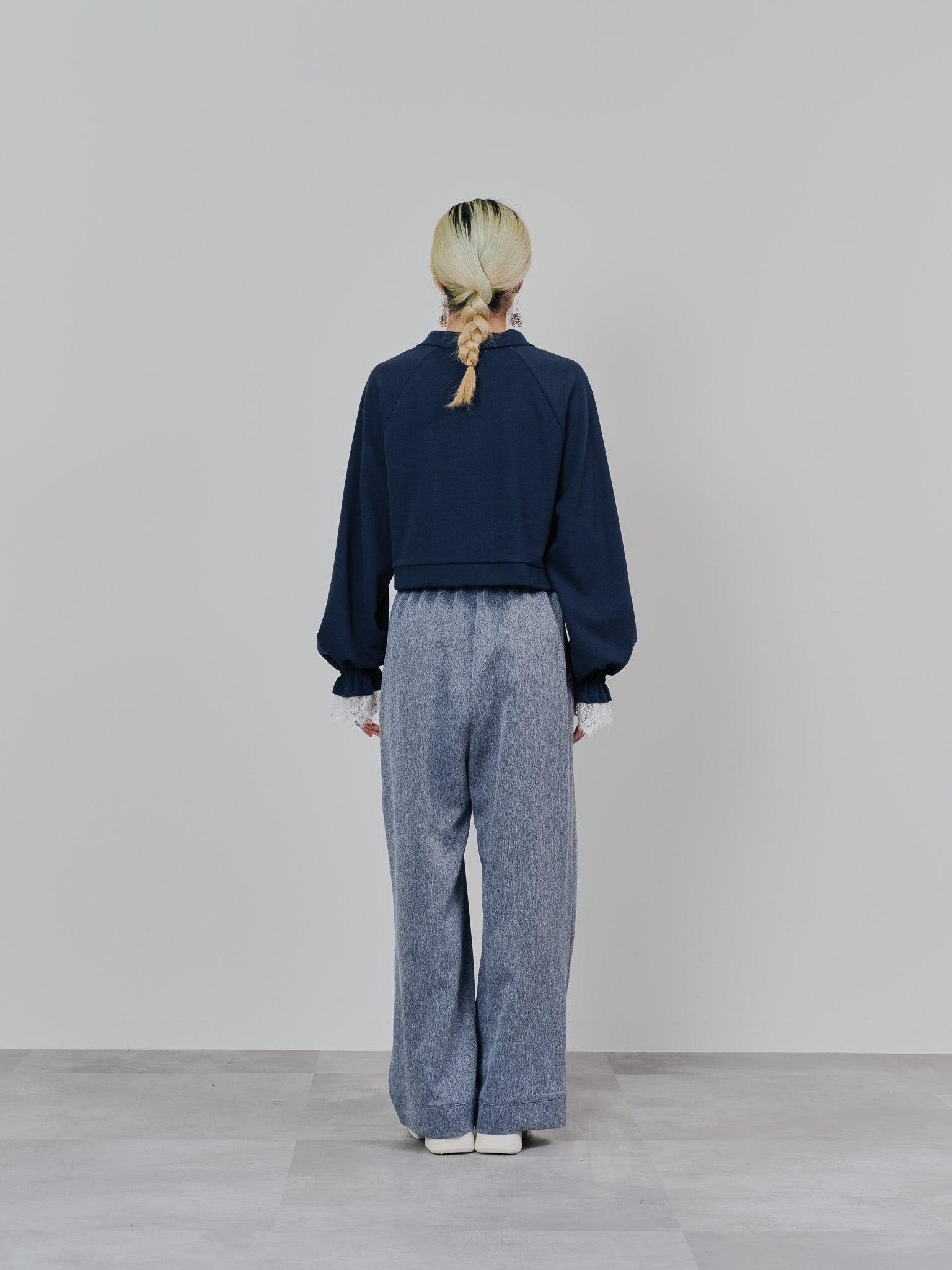 フロントリボンワイドタックパンツ [603330] grey