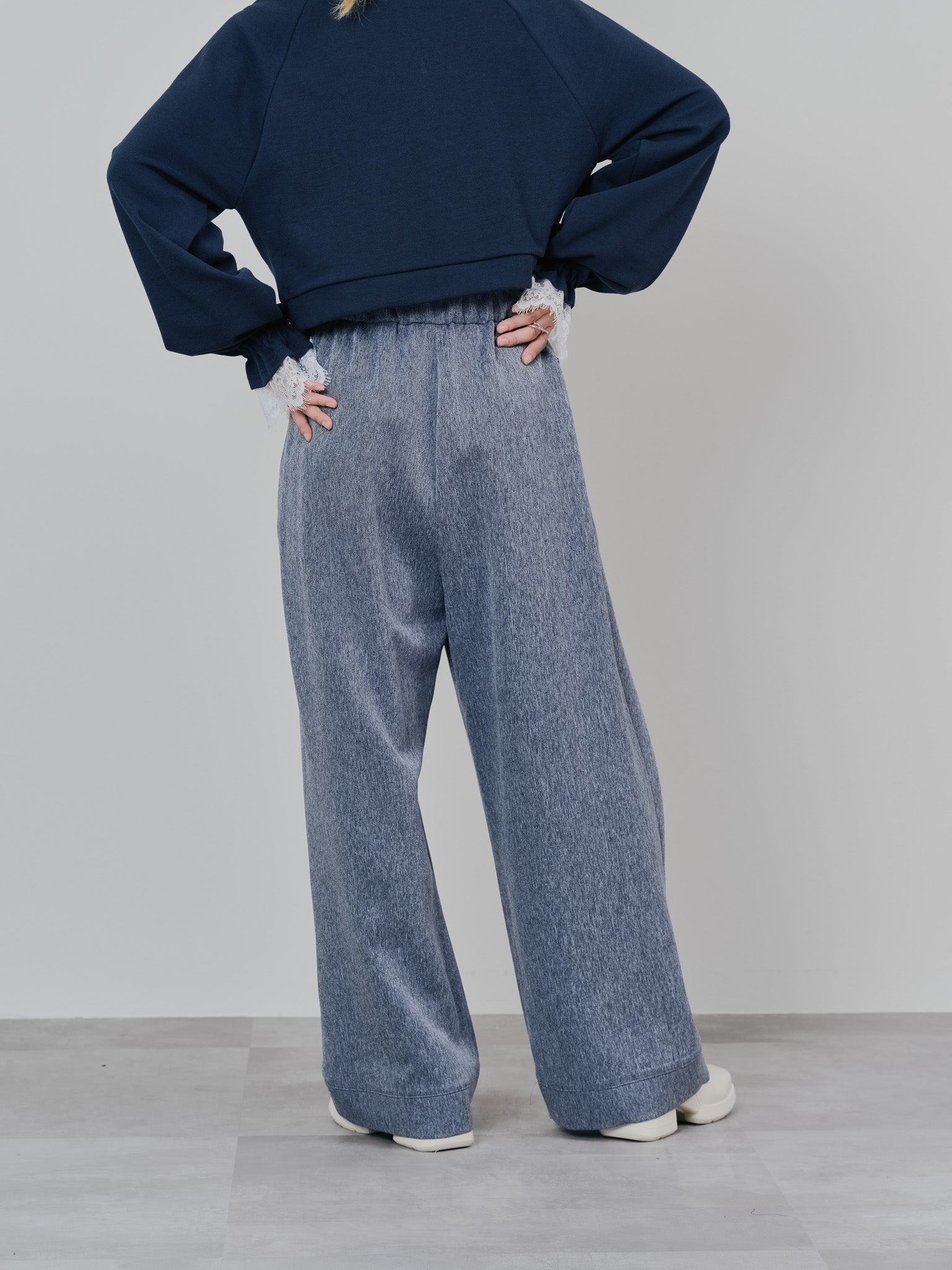 フロントリボンワイドタックパンツ [603330] grey