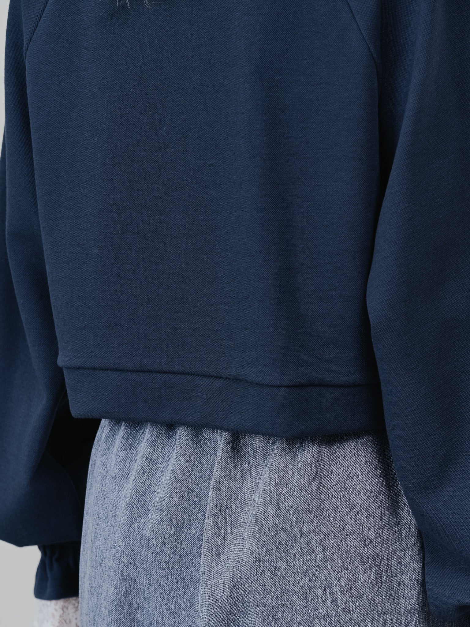 ハーフジップ配色レーストップス [605529] dark navy