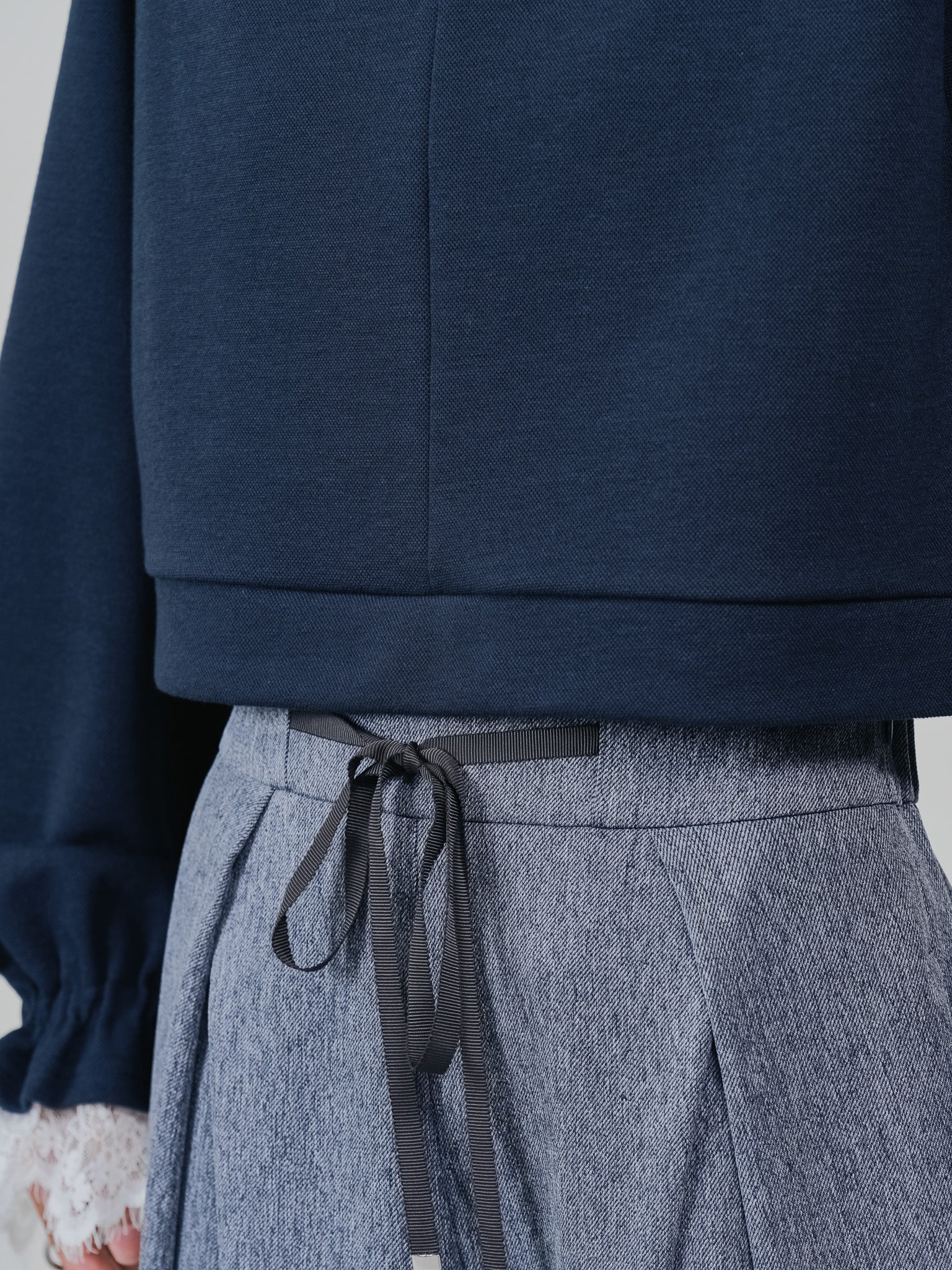 フロントリボンワイドタックパンツ [603330] grey