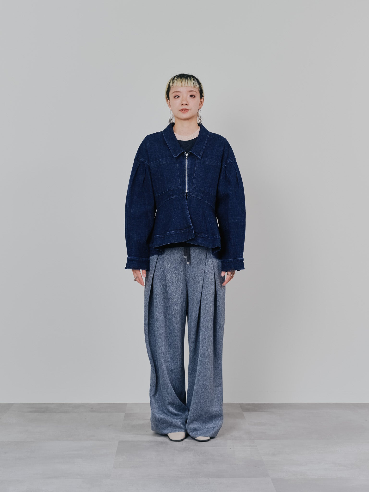 ペプラムデニムジャケット [601384] navy