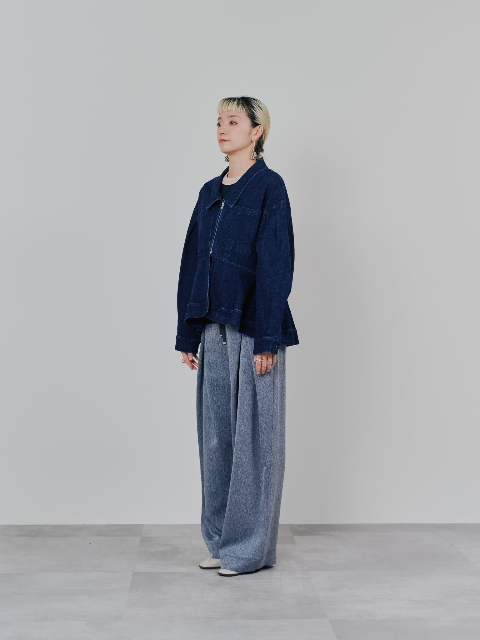 ペプラムデニムジャケット [601384] navy