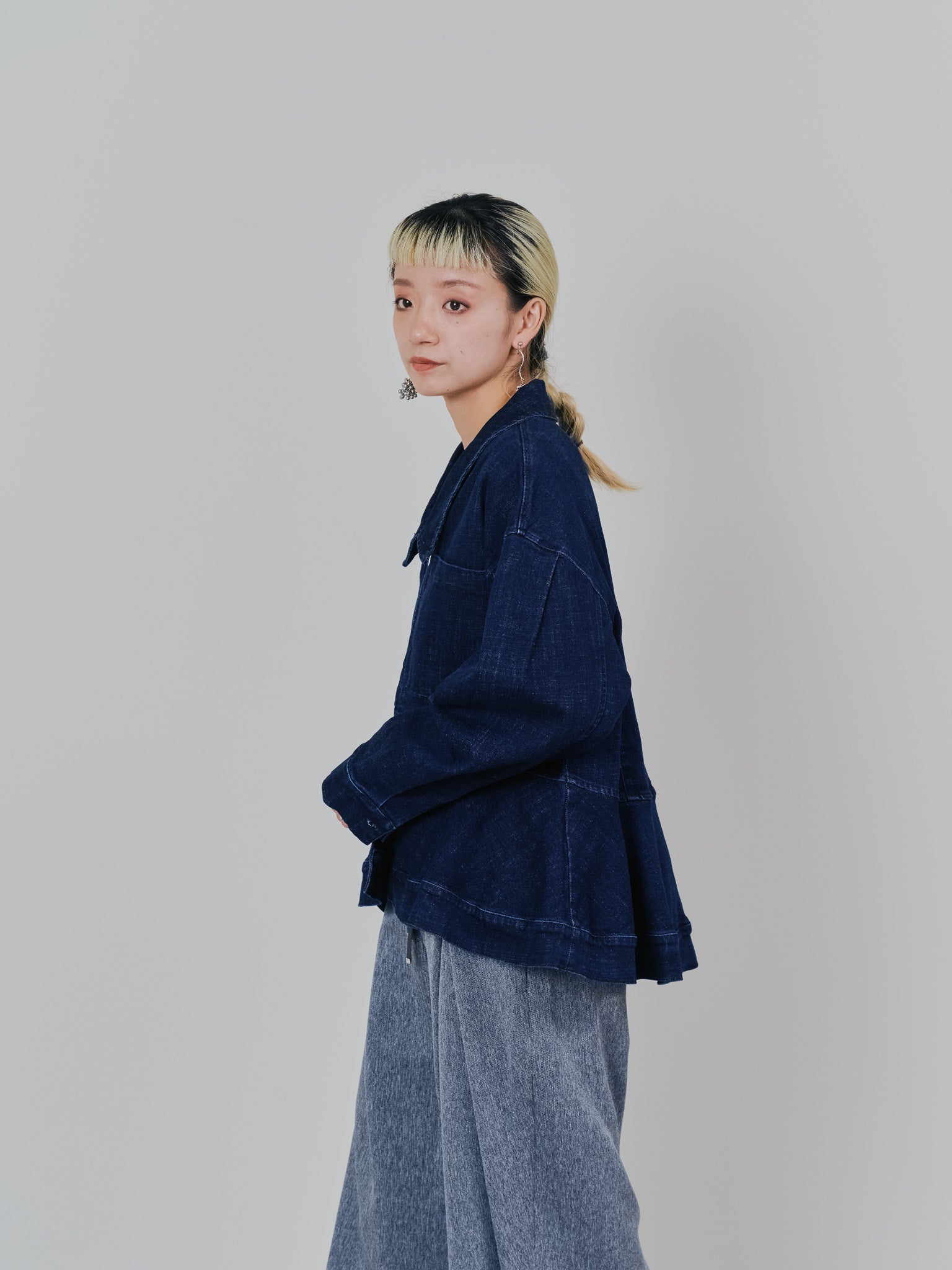 ペプラムデニムジャケット [601384] navy
