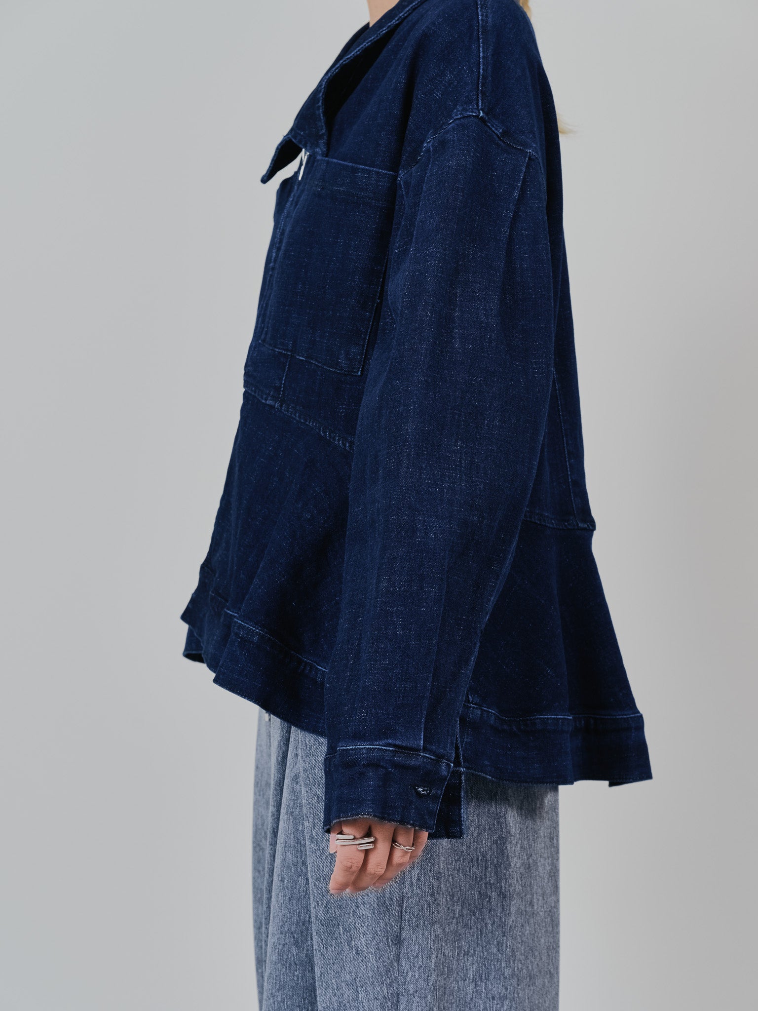 ペプラムデニムジャケット [601384] navy