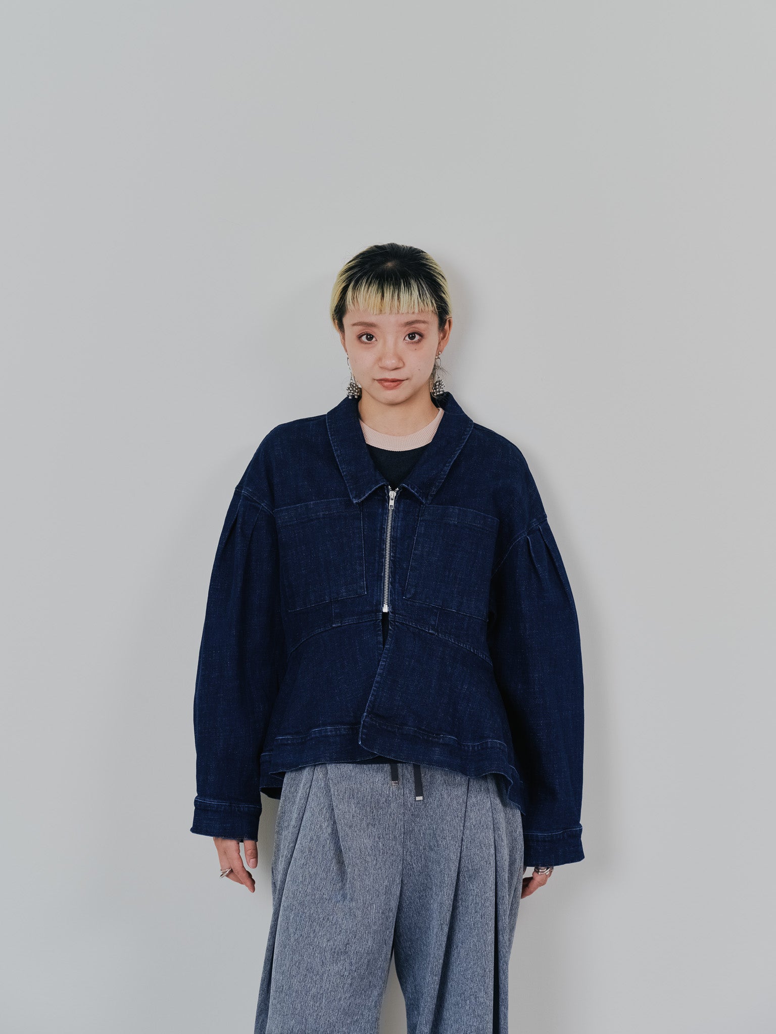 ペプラムデニムジャケット [601384] navy