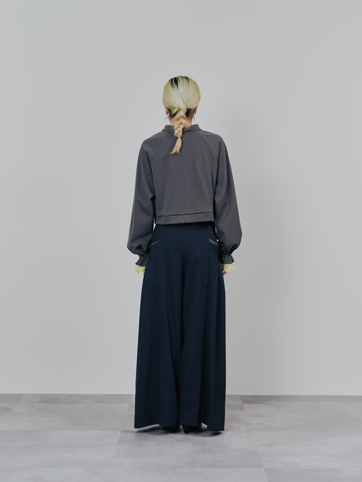 チェックボリュームタックパンツ [603331] charcoal