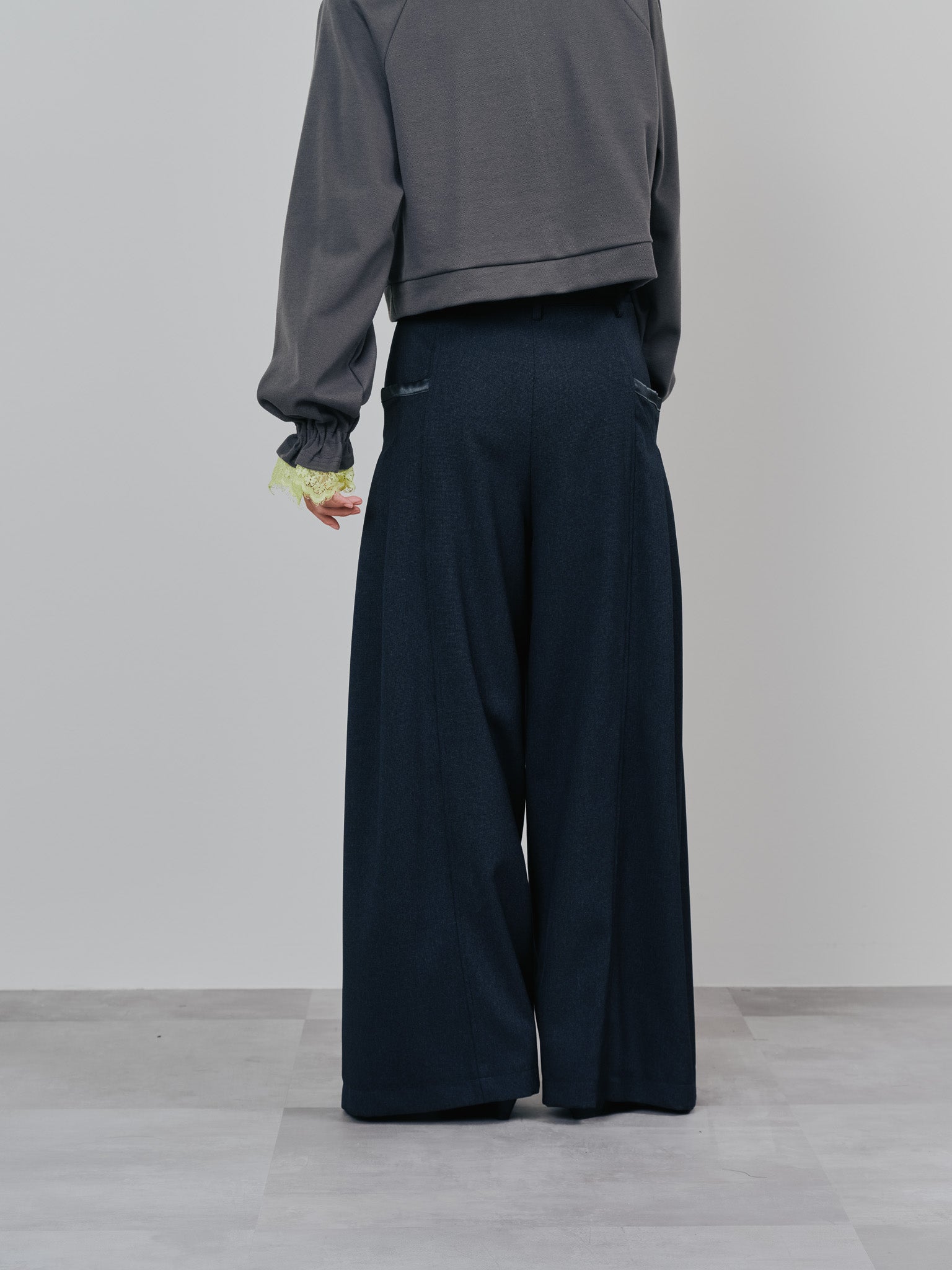 チェックボリュームタックパンツ [603331] charcoal