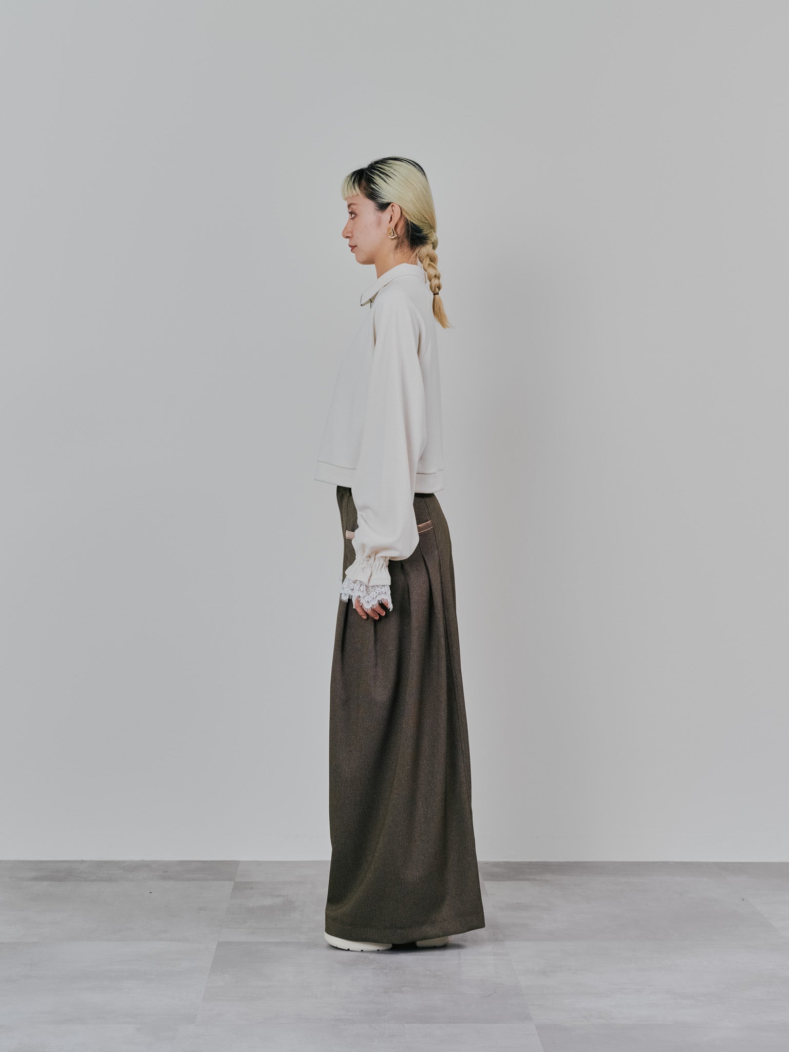 チェックボリュームタックパンツ [603331] brown