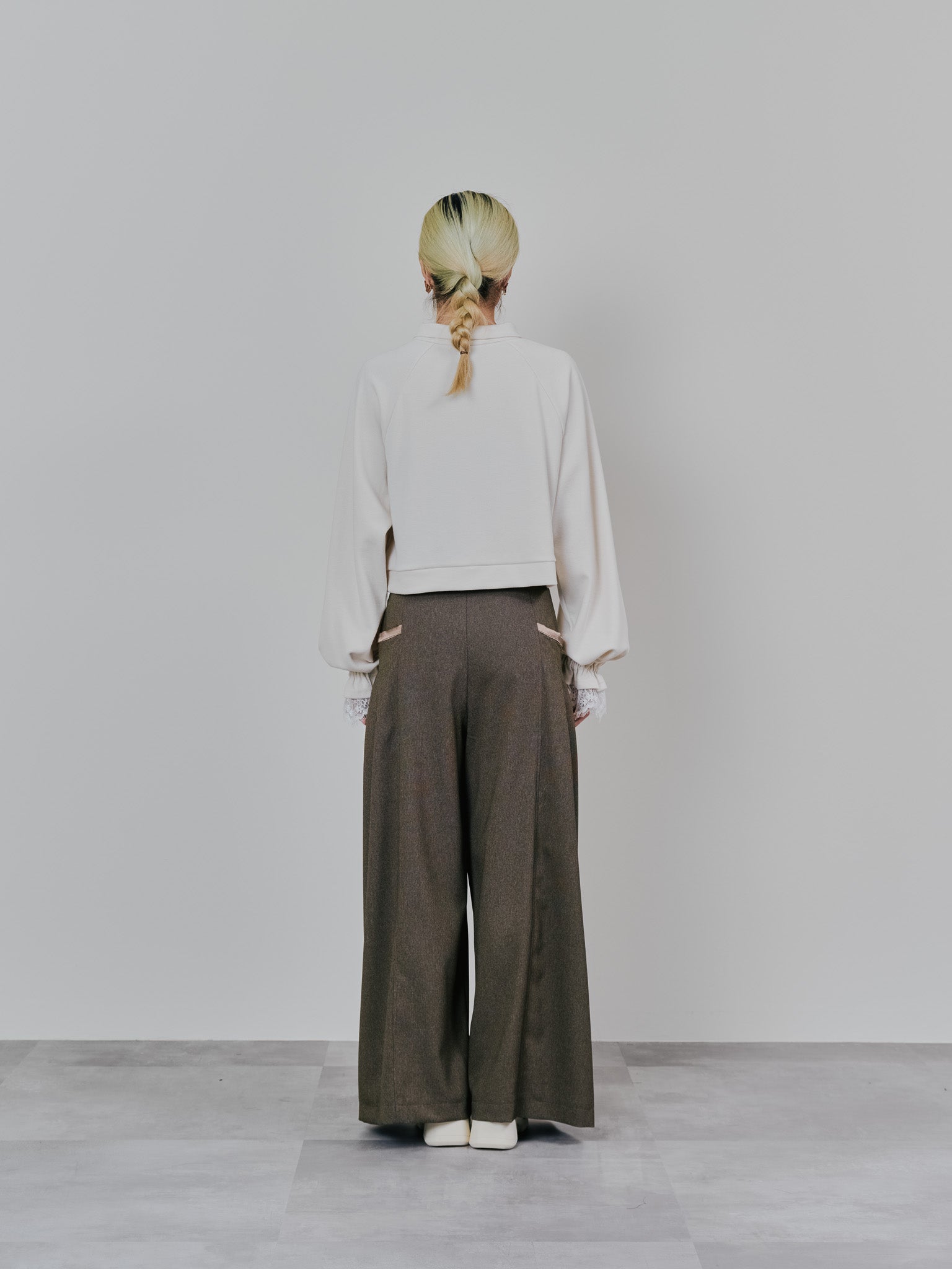 チェックボリュームタックパンツ [603331] brown
