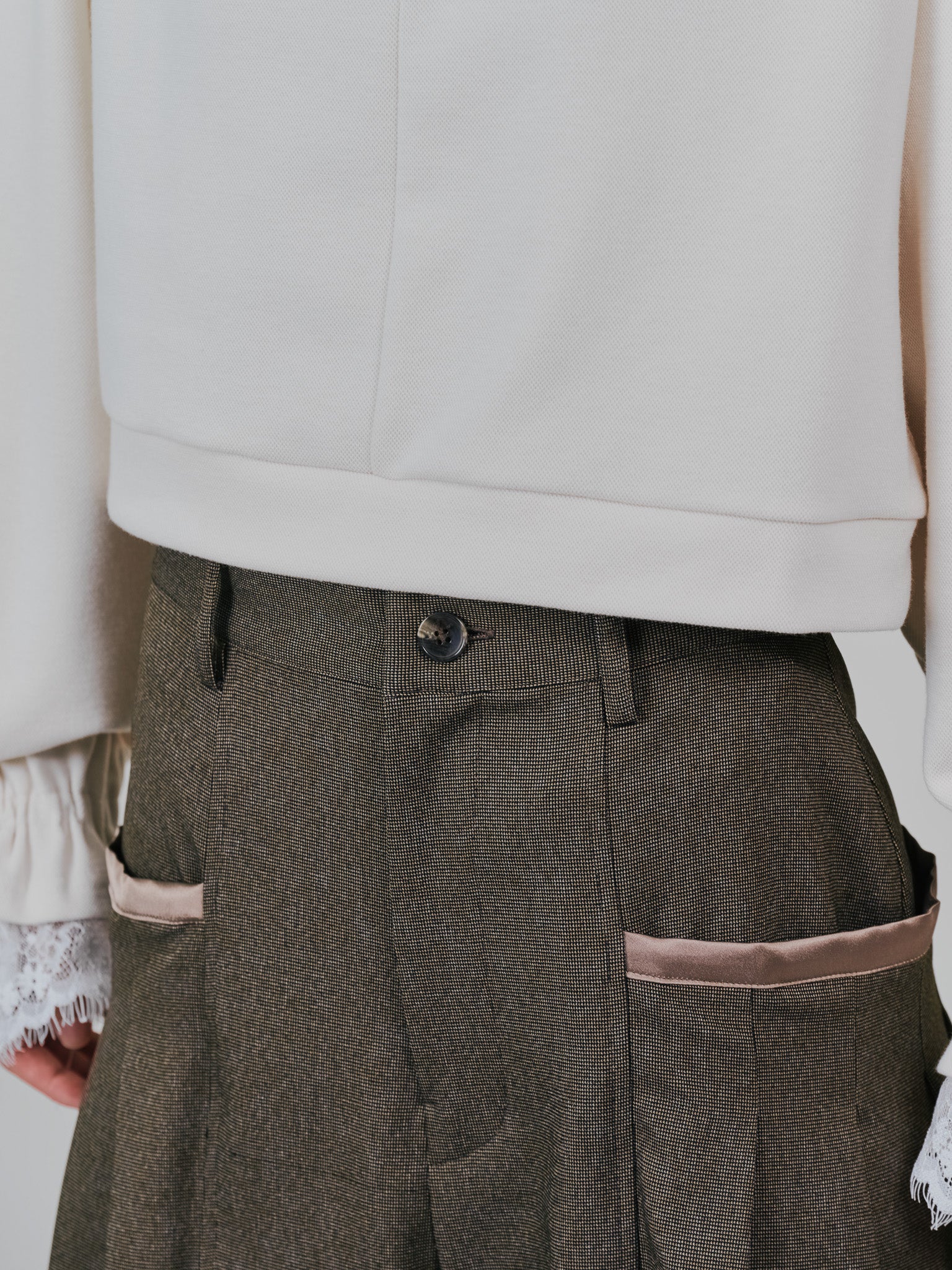チェックボリュームタックパンツ [603331] brown