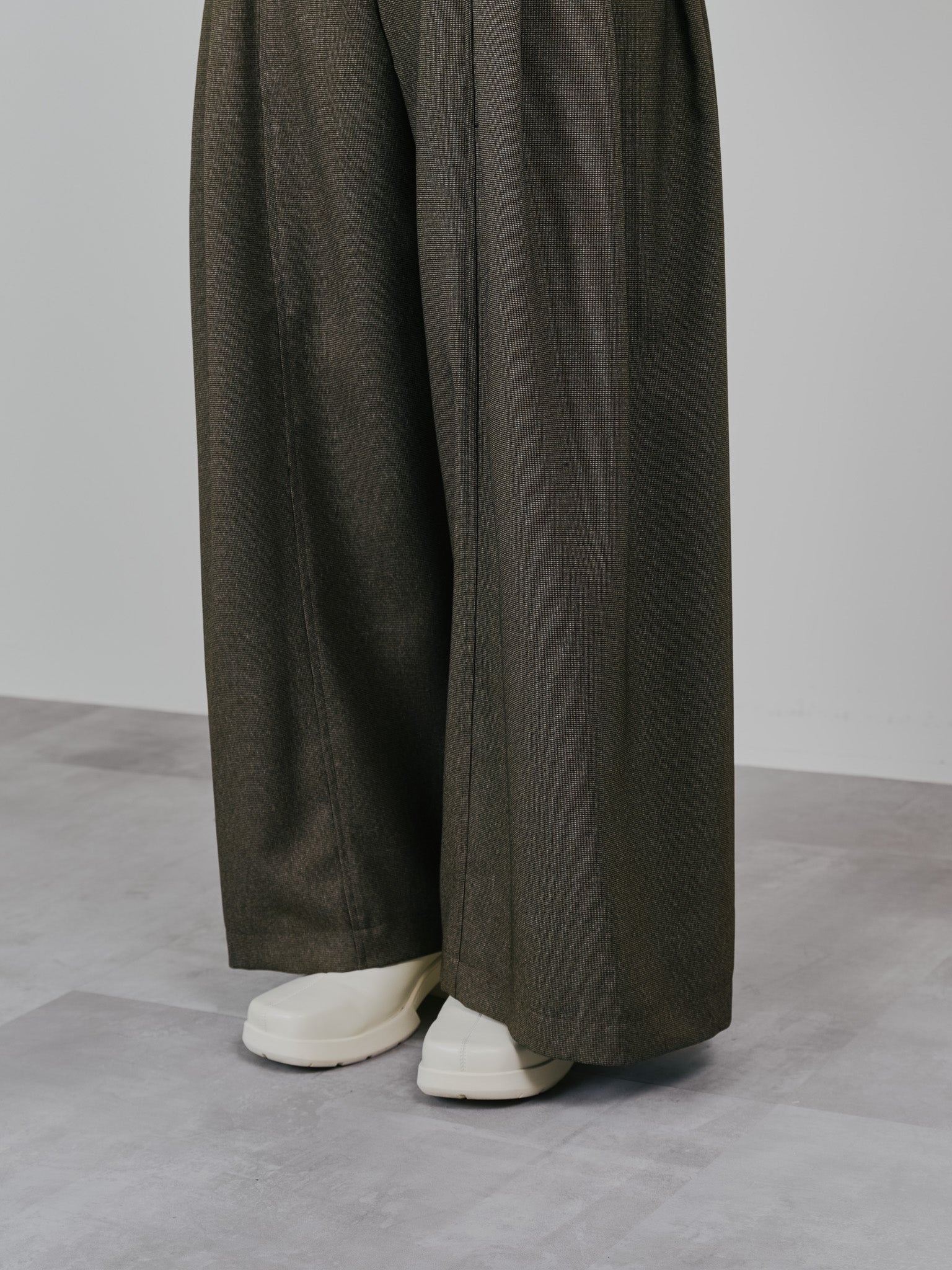 チェックボリュームタックパンツ [603331] brown