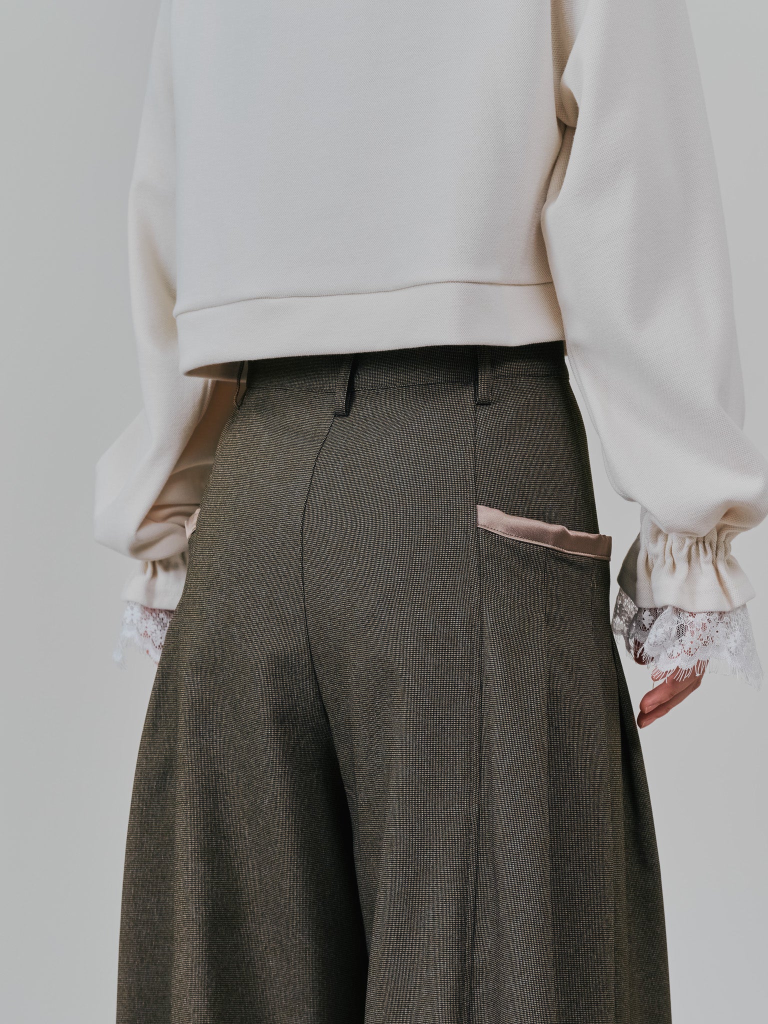 チェックボリュームタックパンツ [603331] brown