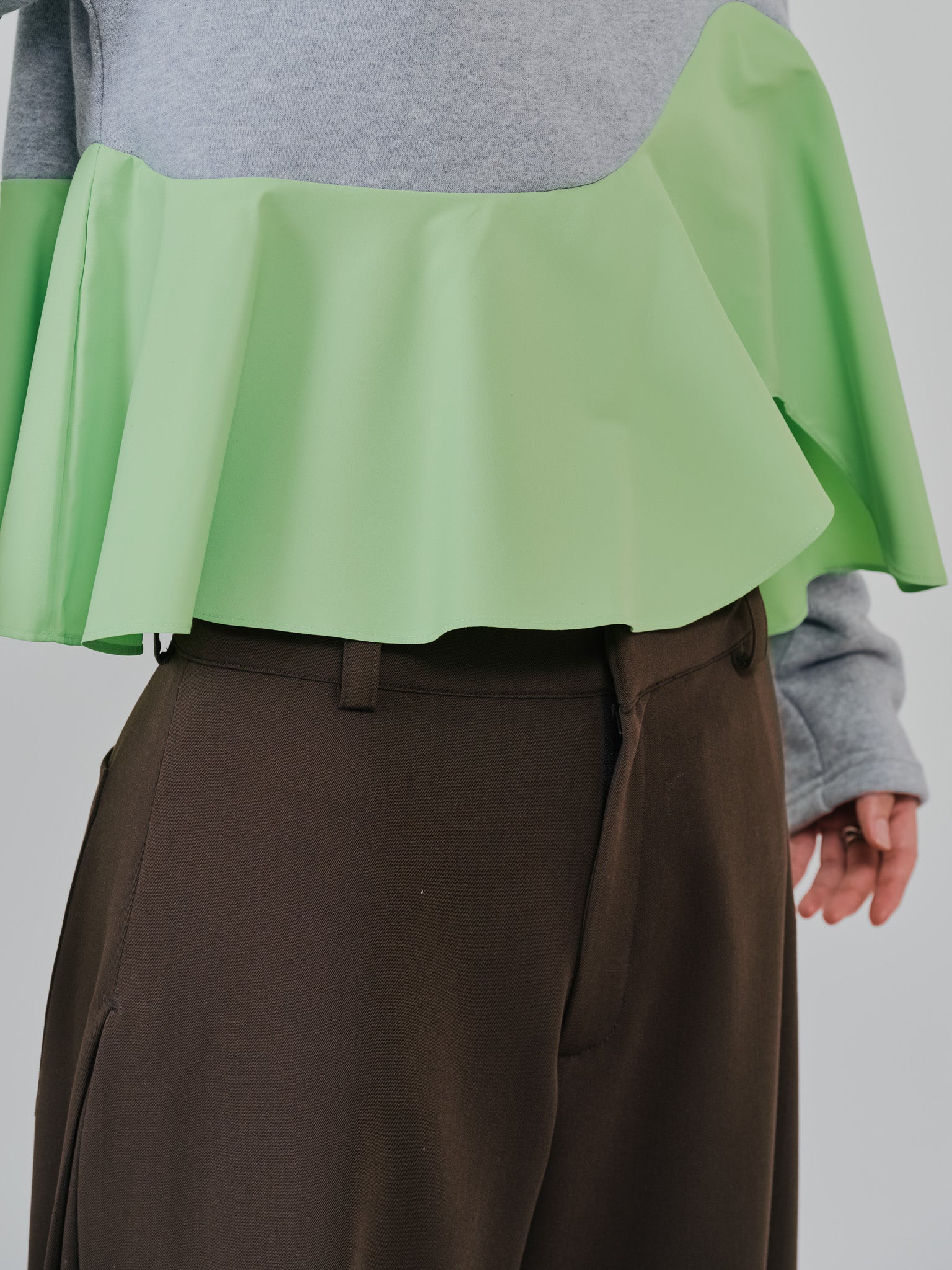 サイドプリーツ配色ステッチパンツ [601375] brown
