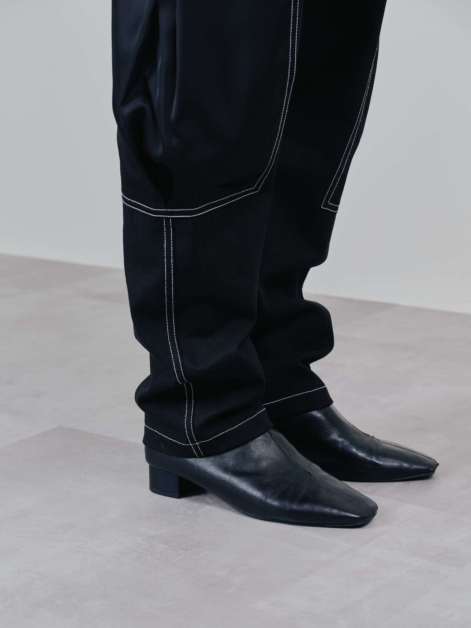 ビックサテンミリタリーポケット配色ステッチパンツ [601359] black