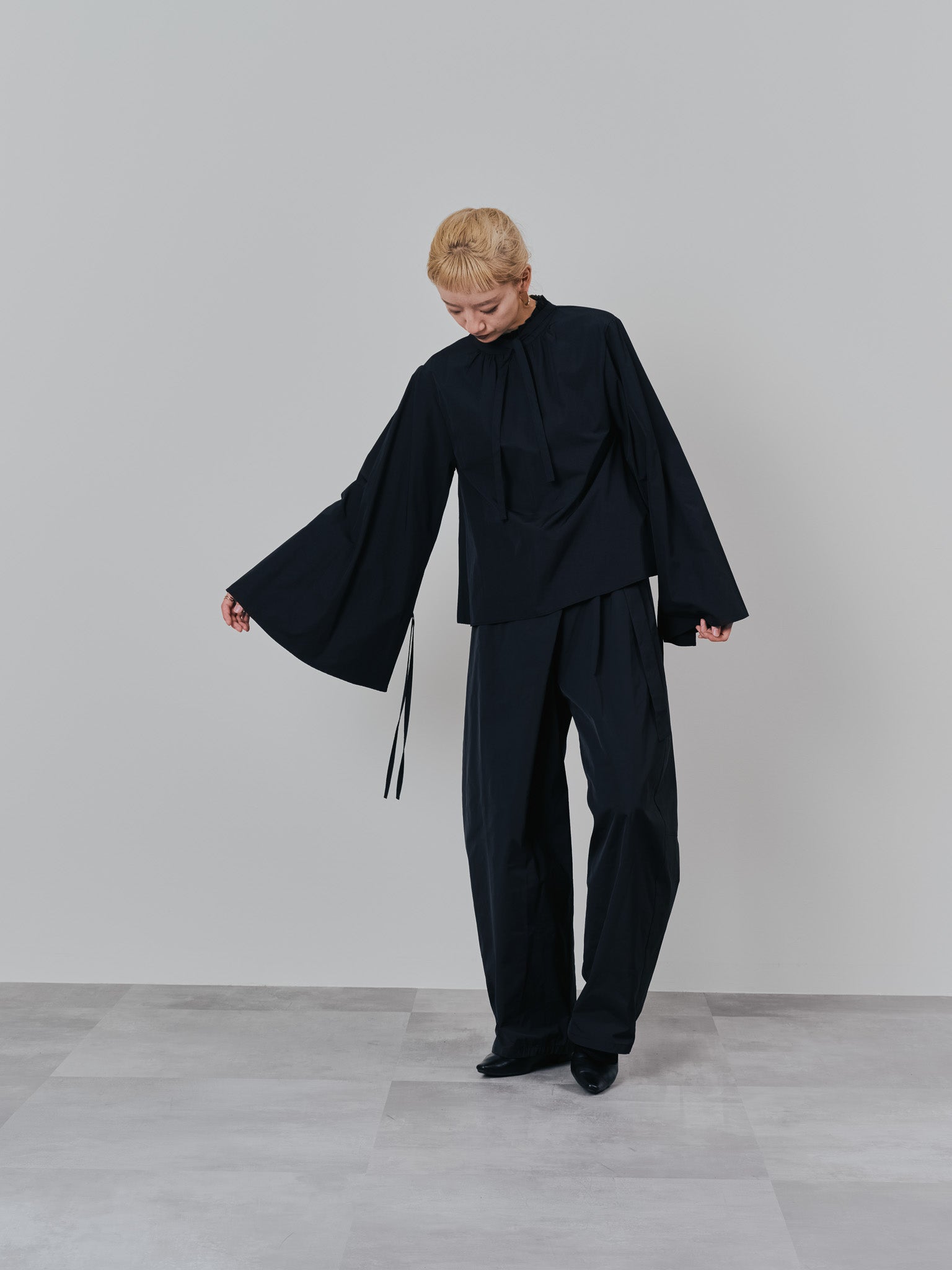 ボータイ2WAYスリーブブラウス [601373] black