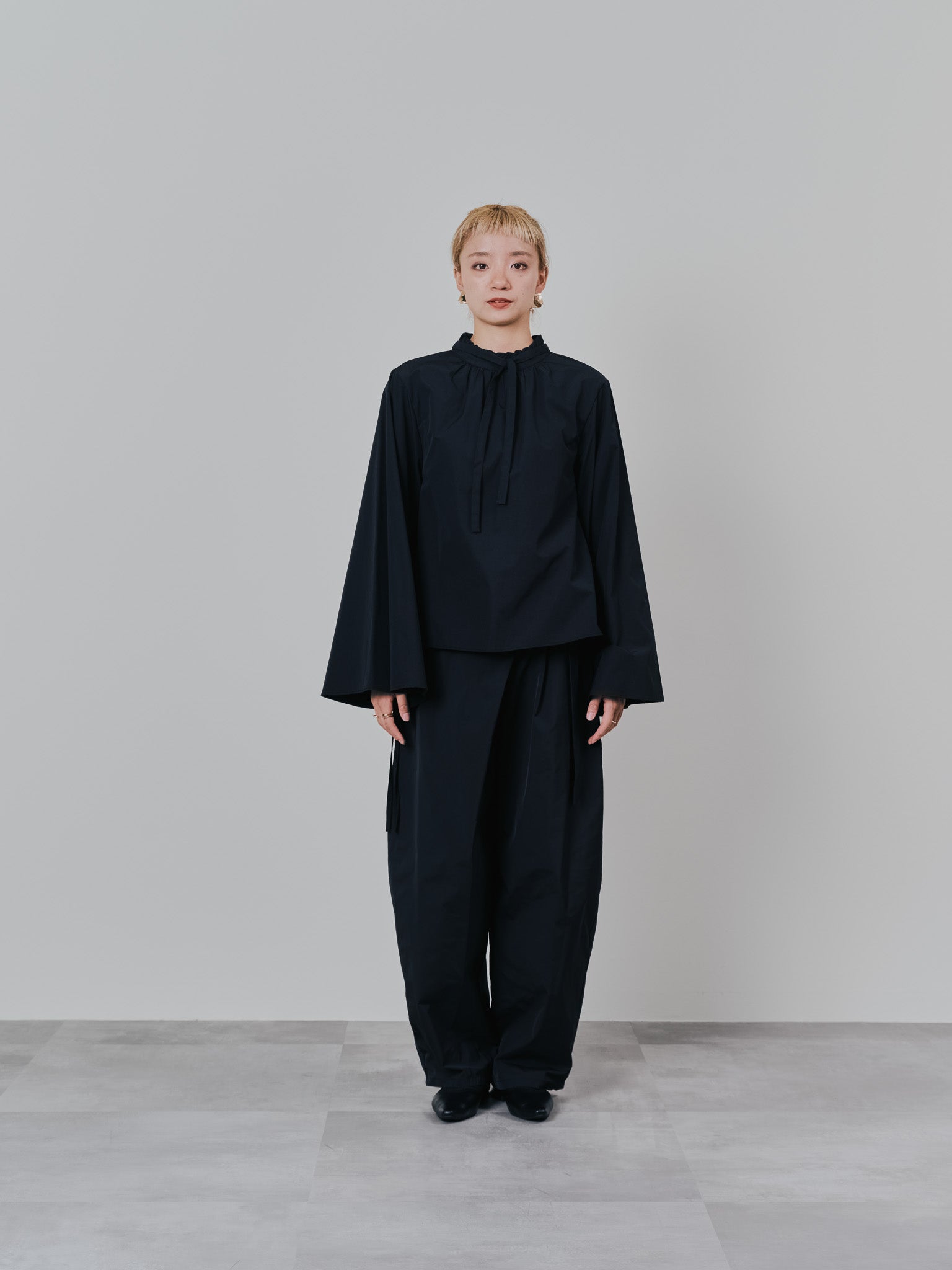 ボータイ2WAYスリーブブラウス [601373] black
